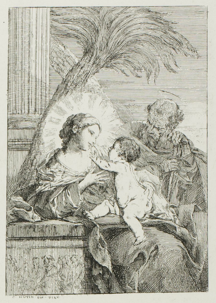 Rest van de Heilige Familie in Egypte door Charles Francois Hutin