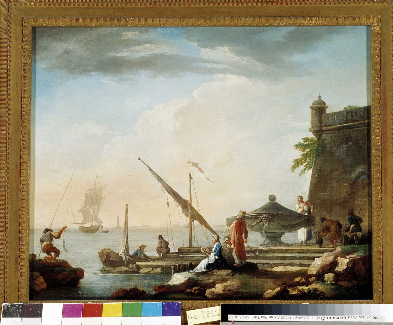 Middellandse Zeehaven bij de fontein door Charles François Grenier de Lacroix