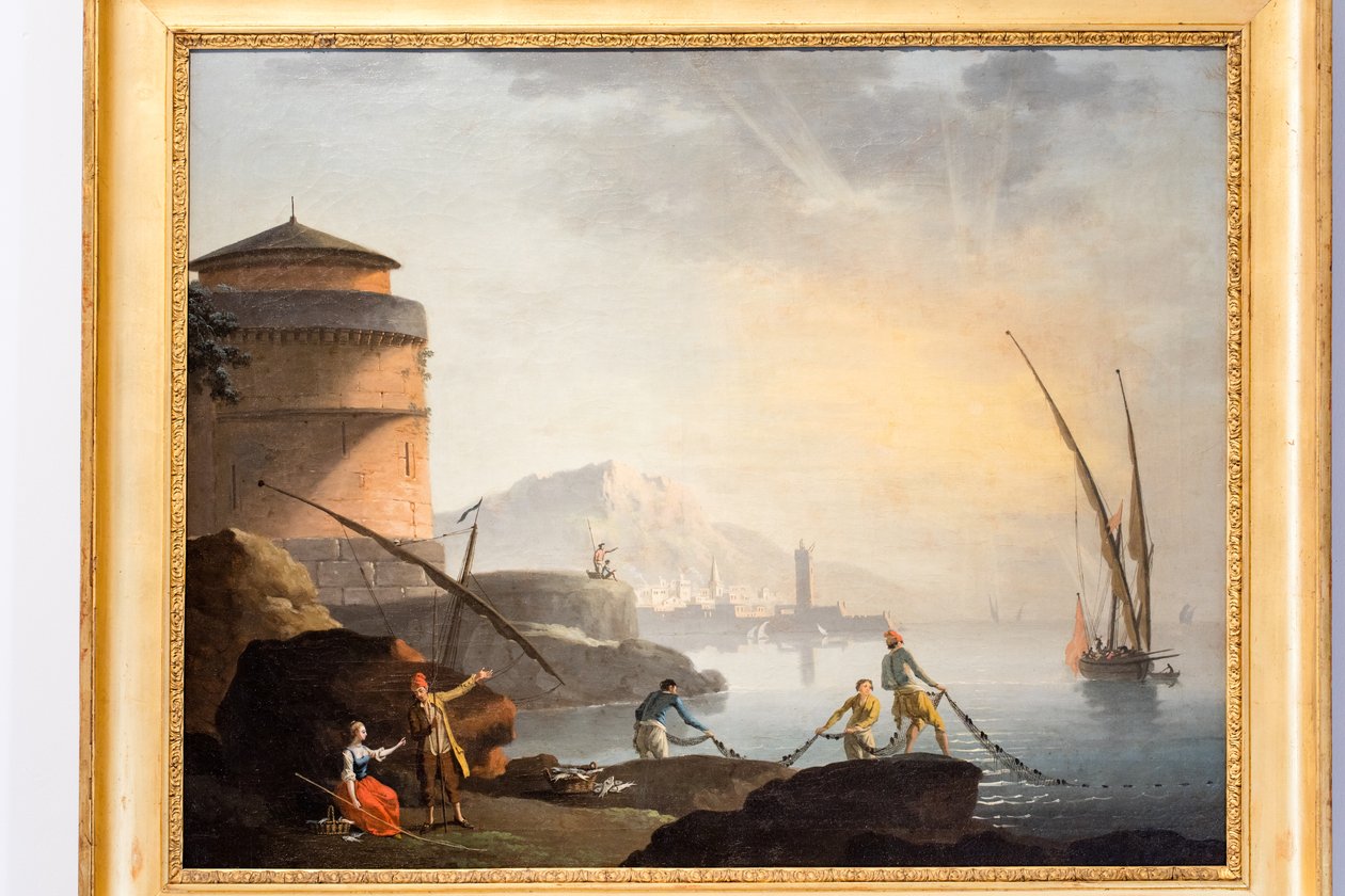 Zeegezicht door Charles François Grenier de Lacroix