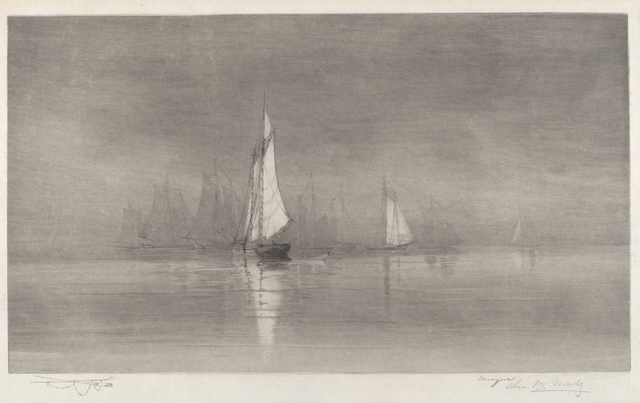 Ongetiteld havenscène met zeilboten, ca. 1900 door Charles Frederick William Mielatz