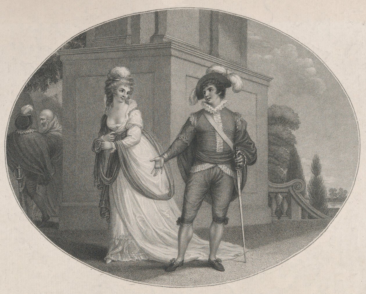 Beatrice en Benedick Shakespeare, Veel Gedoe om Niets, Act 4, Scene 1 door Charles Gauthier Playter