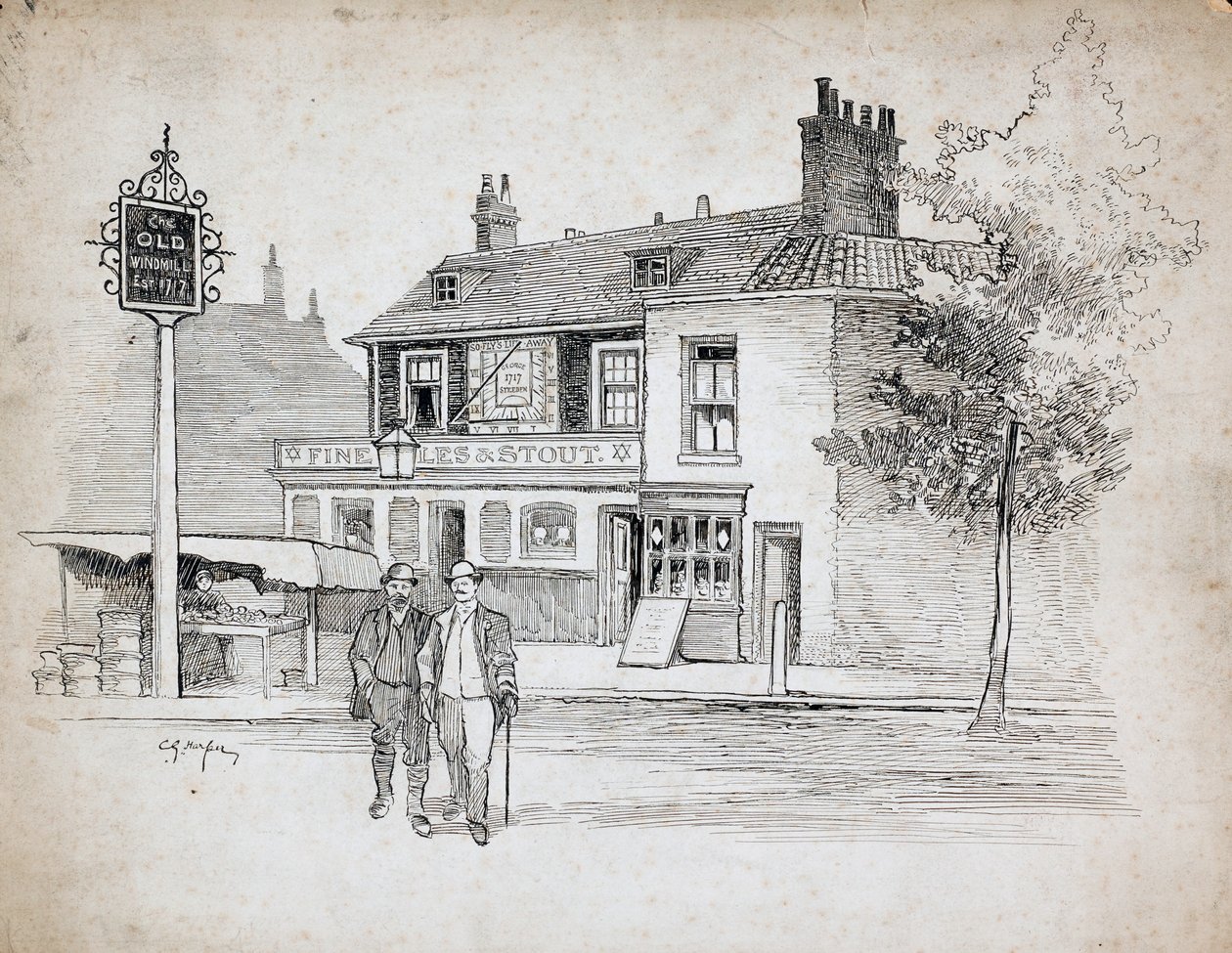 Oude Windmolen herberg, 214-214 Chiswick High Road, Turnham Green, Londen, 1892-1933 door Charles George Harper