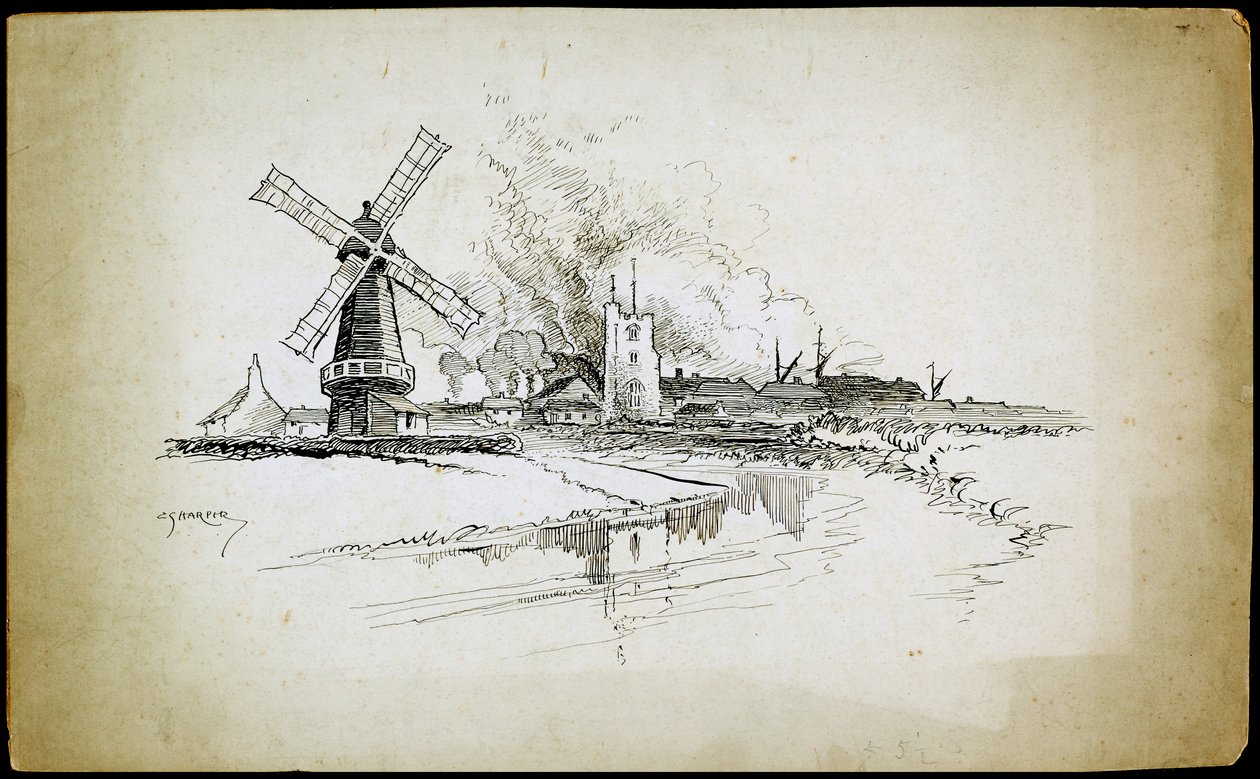 Wellington Windmolen, Barking, Londen, 1892-1933 door Charles George Harper