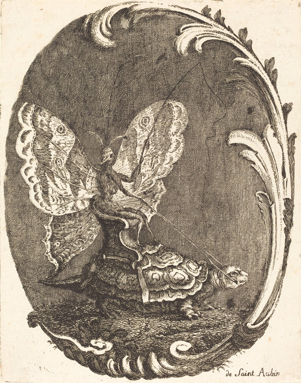 De vlinder en de schildpad door Charles Germain de Saint Aubin