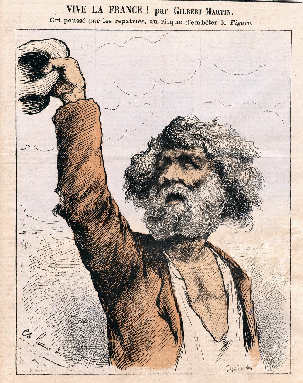 Omslag van Le Don Quixote, Satirisch in Kleuren: Vive la France - Amnesty, patriation - Illustratie van Charles Gilbert-Martin (1839-1905) door Charles Gilbert Martin