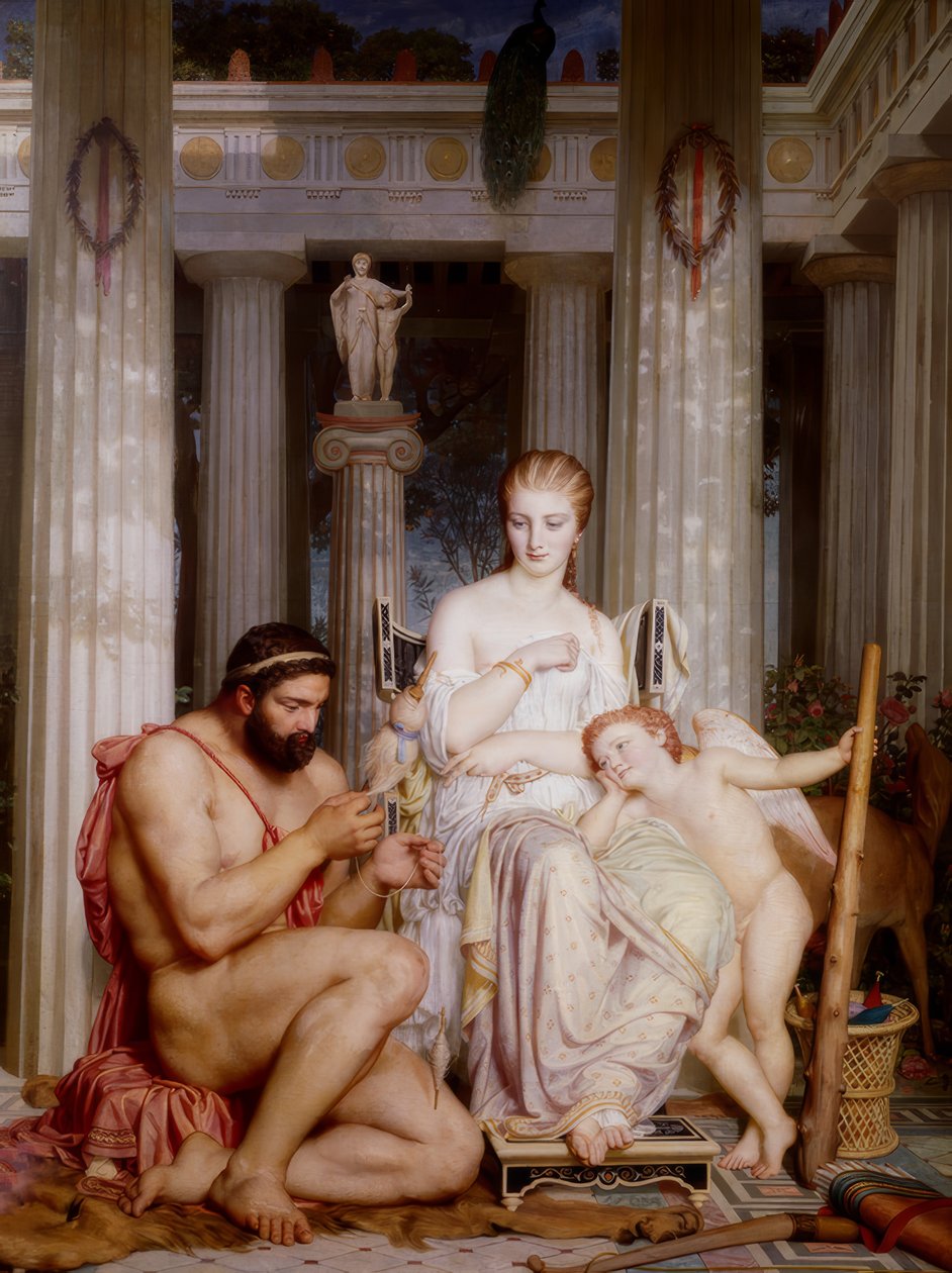 Hercules aan de voeten van Omphales door Charles Gleyre