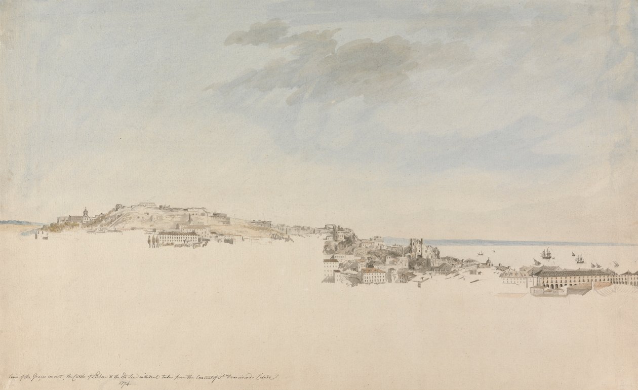Lissabon vanaf het Klooster van St. Franciscus da Citadel door Charles Gore