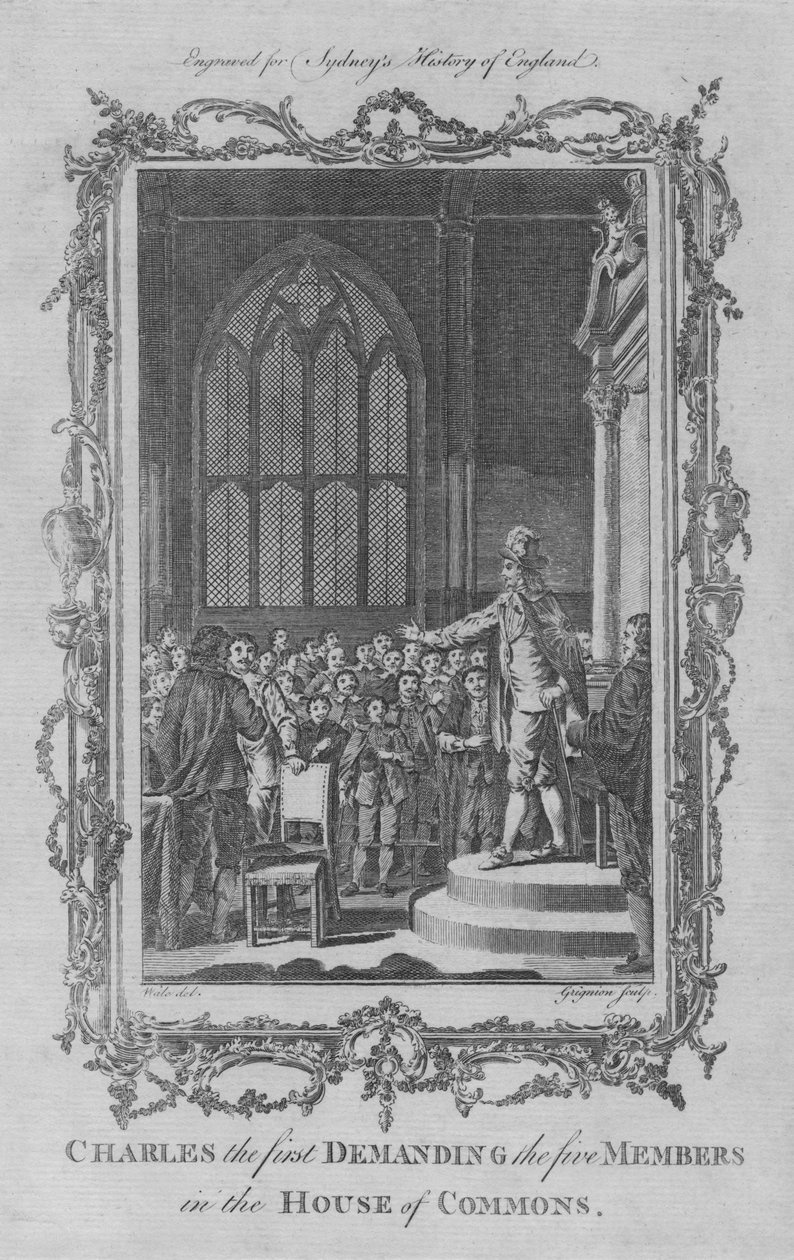 Karel I eist de vijf leden in het Lagerhuis, 1773 door Charles Grignion