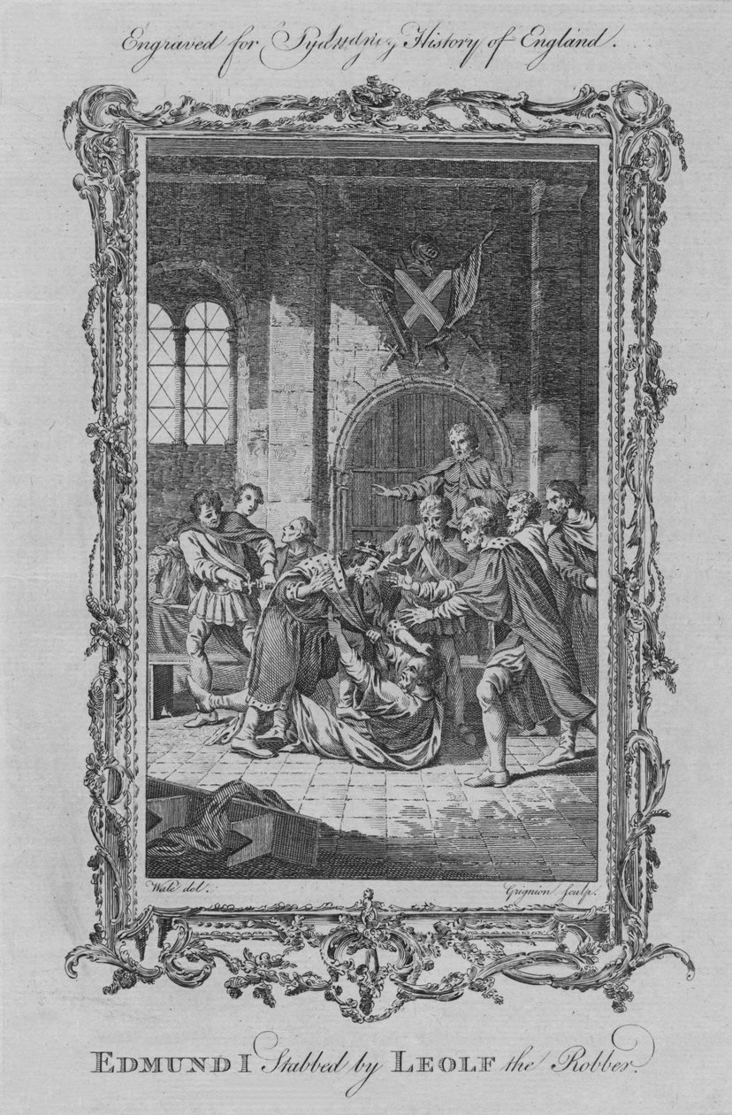 Edmund I neergestoken door Leolf de Rover, 1773 door Charles Grignion