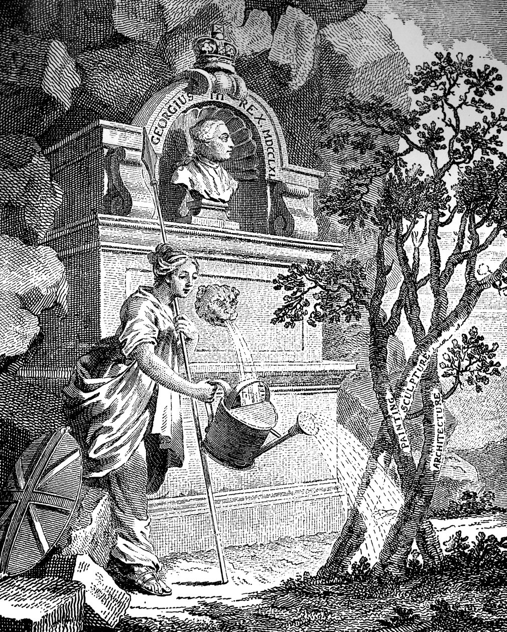 Frontispice voor de catalogus van de kunstenaar, ca. 1760s door Charles Grignion