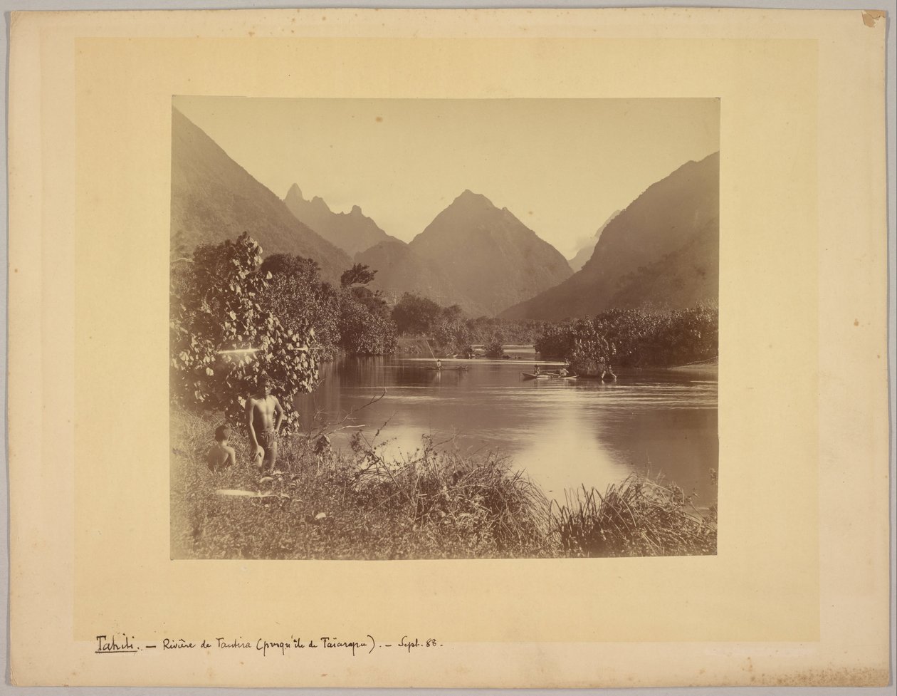 Tahiti. Rivier van Taubira (schiereiland Taïarapu) door Charles Gustave Spitz