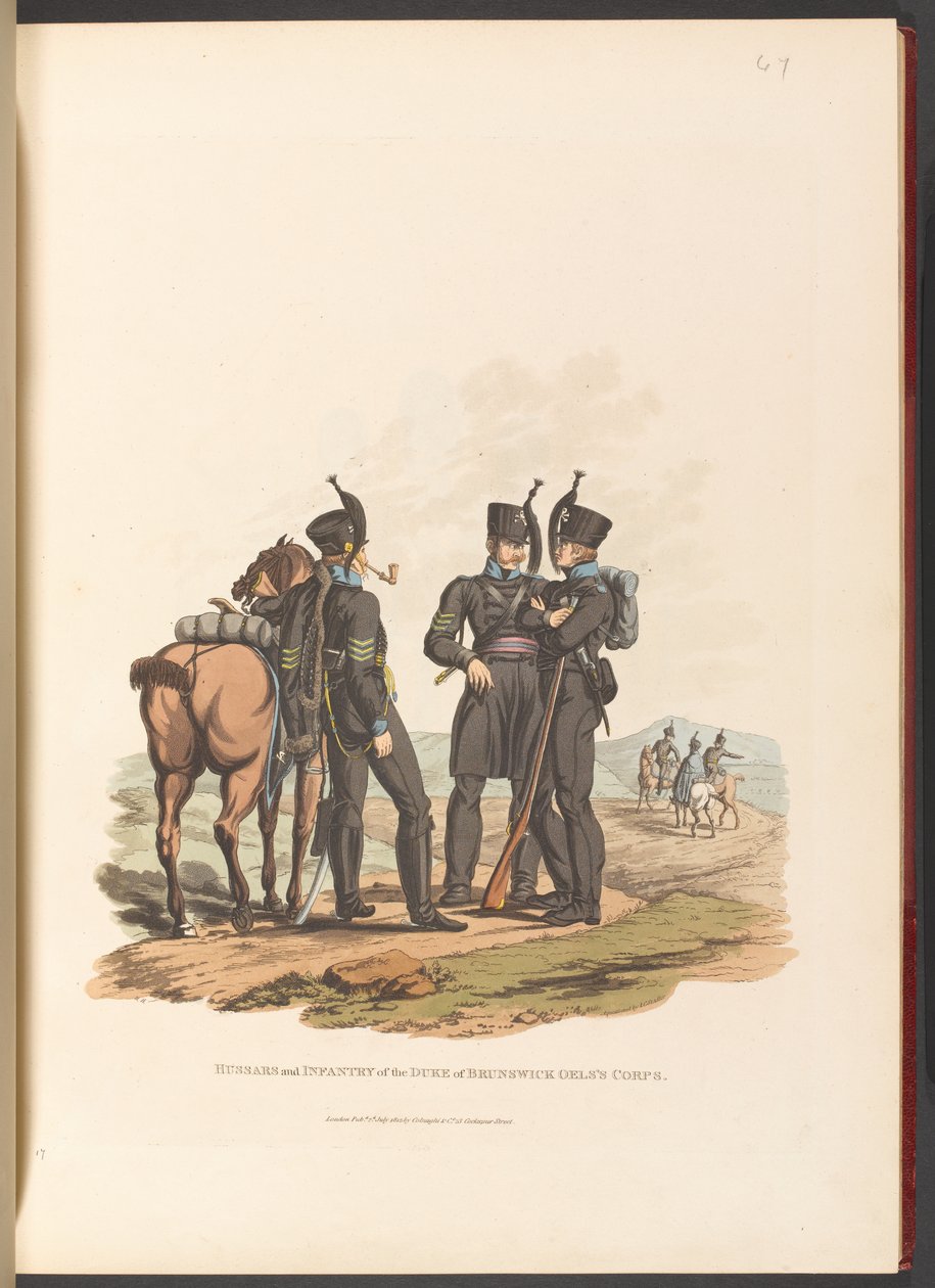 Huzaren en Infanterie van het Korps van de Hertog van Brunswick Oels door Charles Hamilton (after) Smith