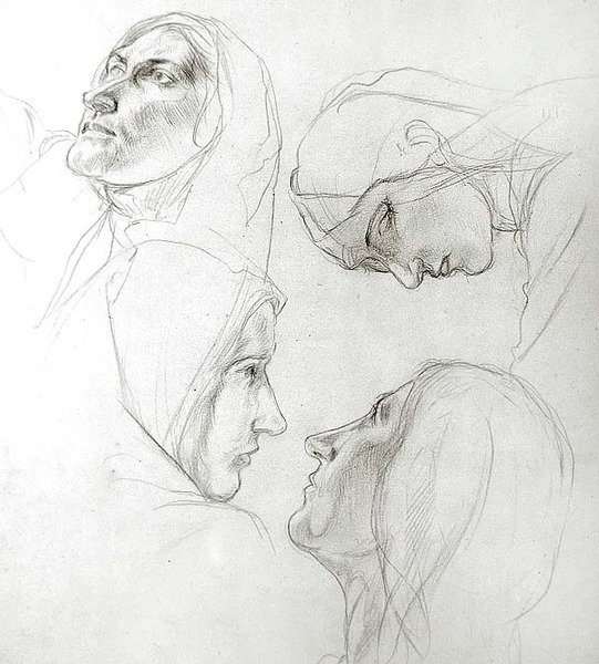 Studie voor de wijze en dwaze maagden door Charles Haslewood Shannon