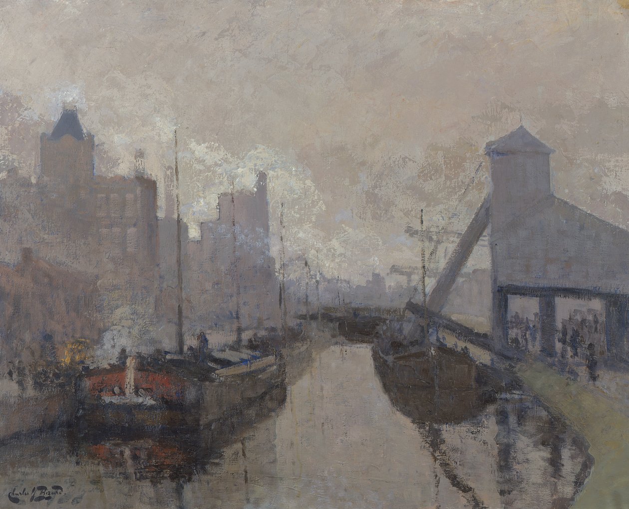 Het Canal de Roubaix, ca. 1910 (olieverf op doek) door Charles Henry Bizard