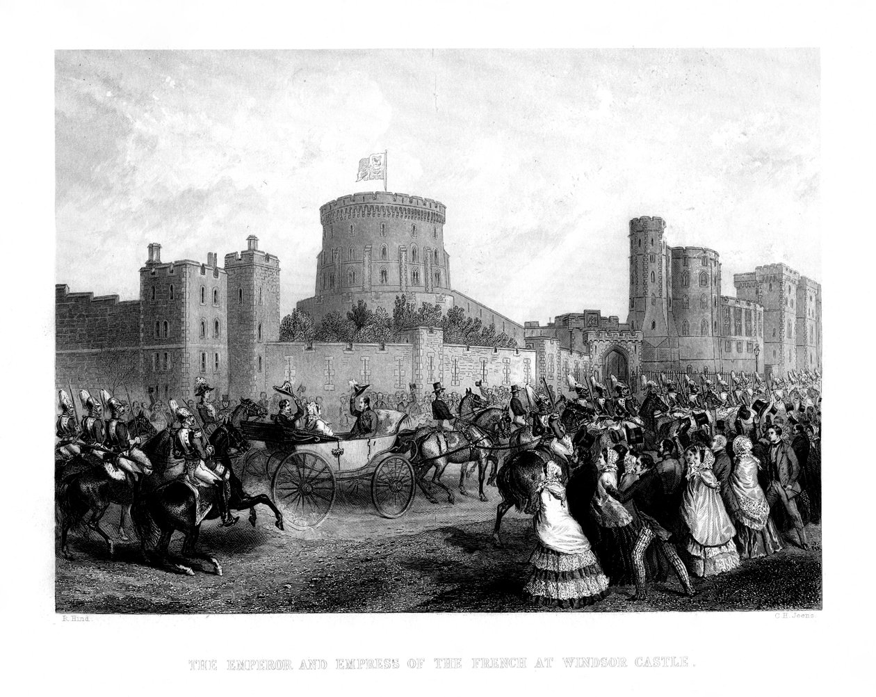 De Keizer en de Keizerin van Frankrijk in Windsor Castle, 1855 door Charles Henry Jeens