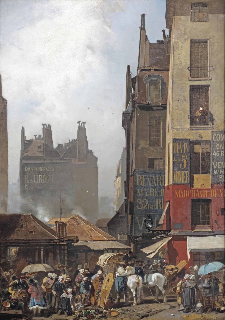 Souvenir de Paris: een drukke dag op een Parijse markt door Charles Hoguet