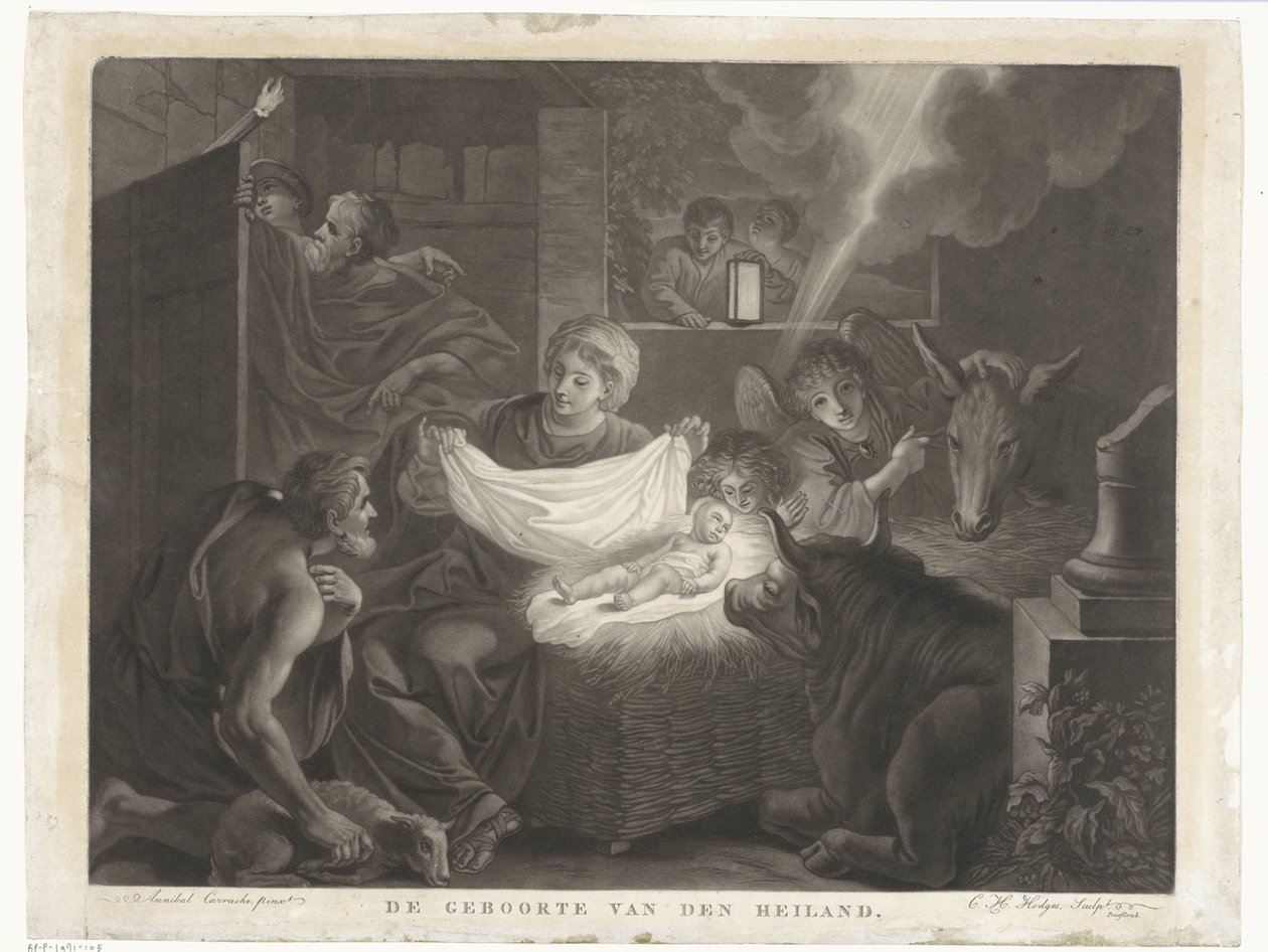 Geboorte van Christus en aanbidding door herders door Charles Howard Hodges