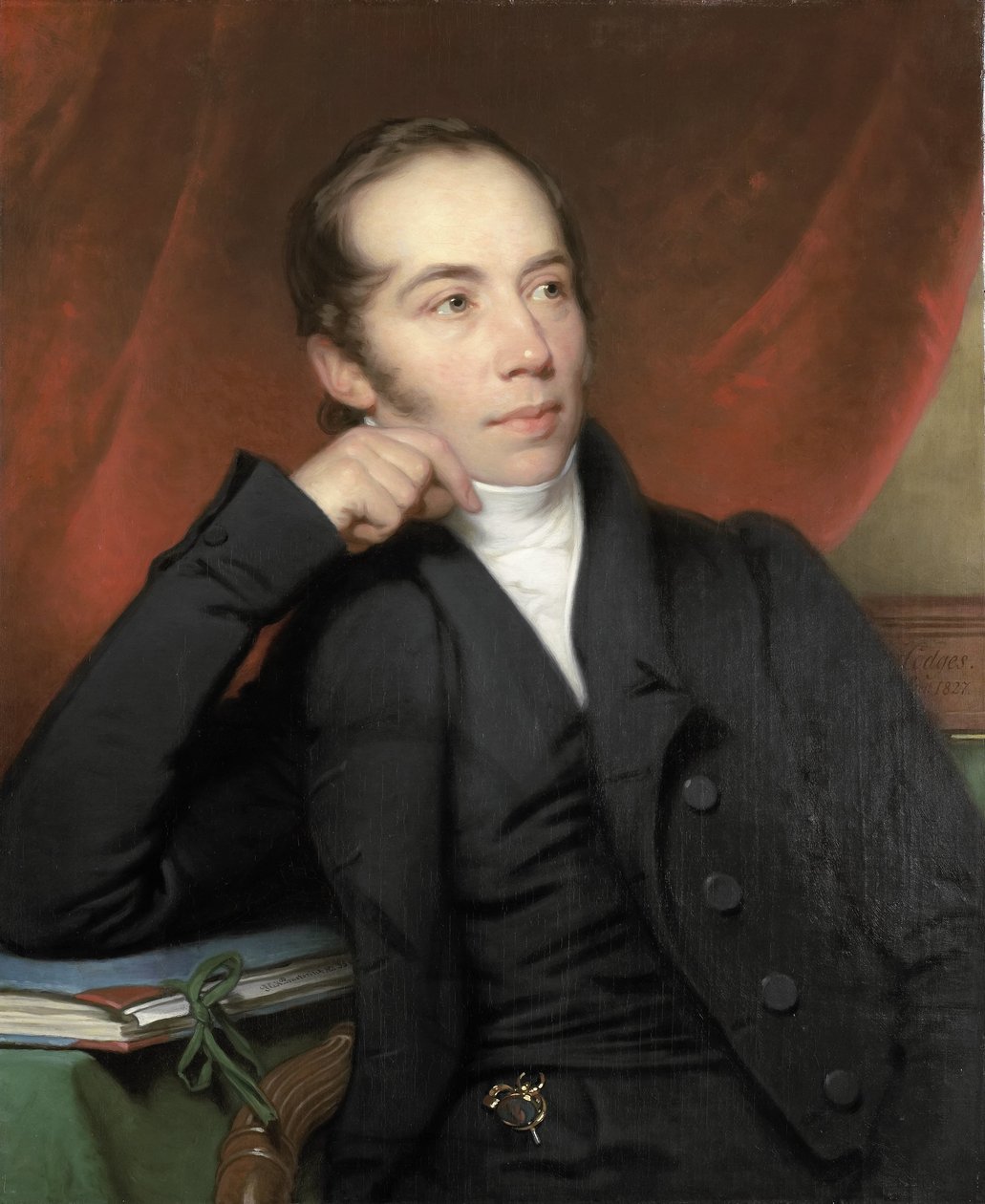 Portret van Pieter Ernst Hendrik Praetorius, makelaar, tekenaar en schilder. Voorzitter van de Raad van het Rijksmuseum 1852-74 door Charles Howard Hodges