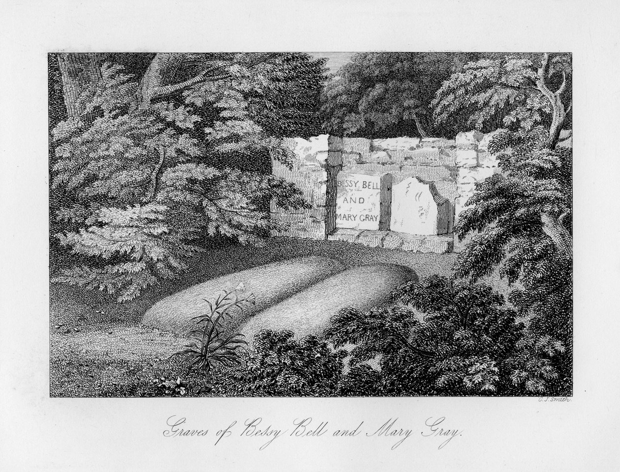 Graf van Bessy Bell en Mary Gray, nabij Perth, 1840 door Charles J. Smith