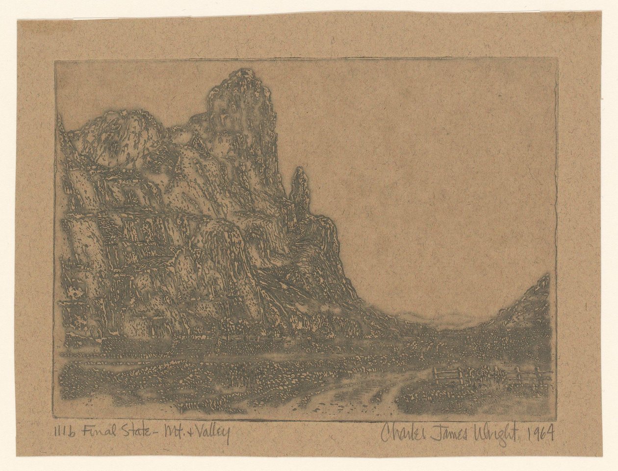 Landschap met steile rots door Charles James Wright (signed by artist)