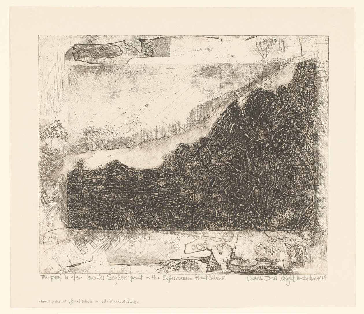 Rotsachtig landschap met wegen en een rivier door Charles James Wright (signed by artist)