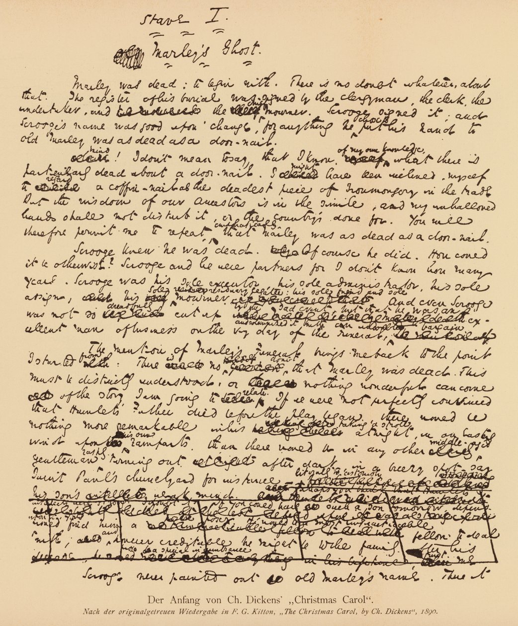 Manuscript van A Christmas Carol door Charles Dickens (litho) door Charles John Huffam Dickens