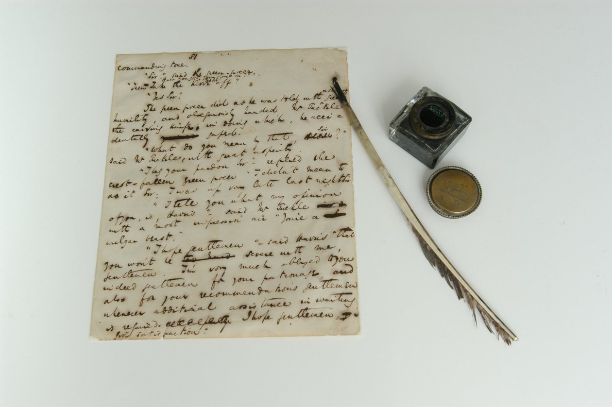Pickwick Papers manuscript, c.1837, en Dickens