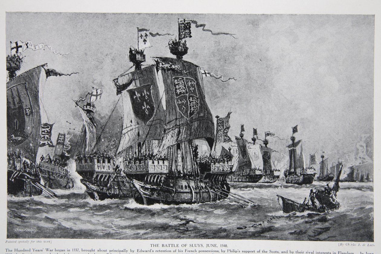 De Slag bij Sluys, 24 juni 1340, illustratie uit 