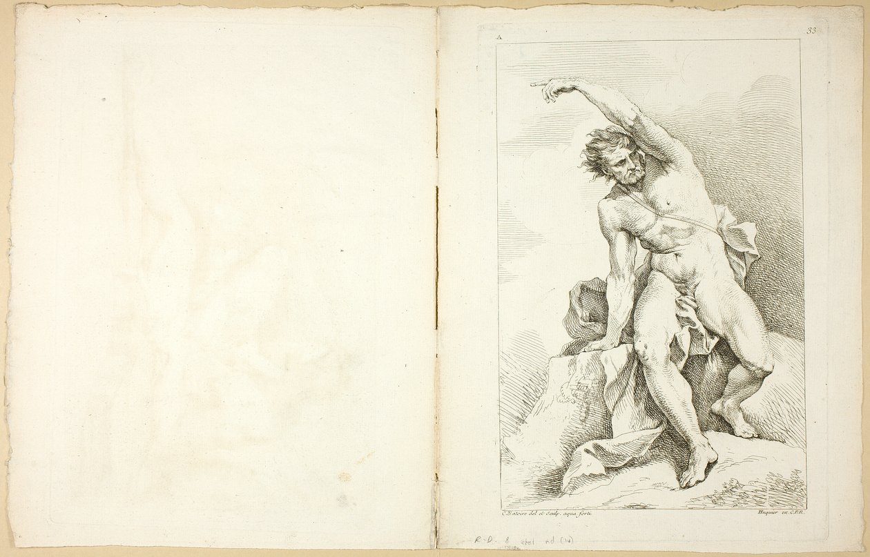 Figuur (recto en verso), uit Premier livre de figures d’Academies gravées en Partie par les Professeurs de l’ Académie Royale door Charles Joseph Natoire