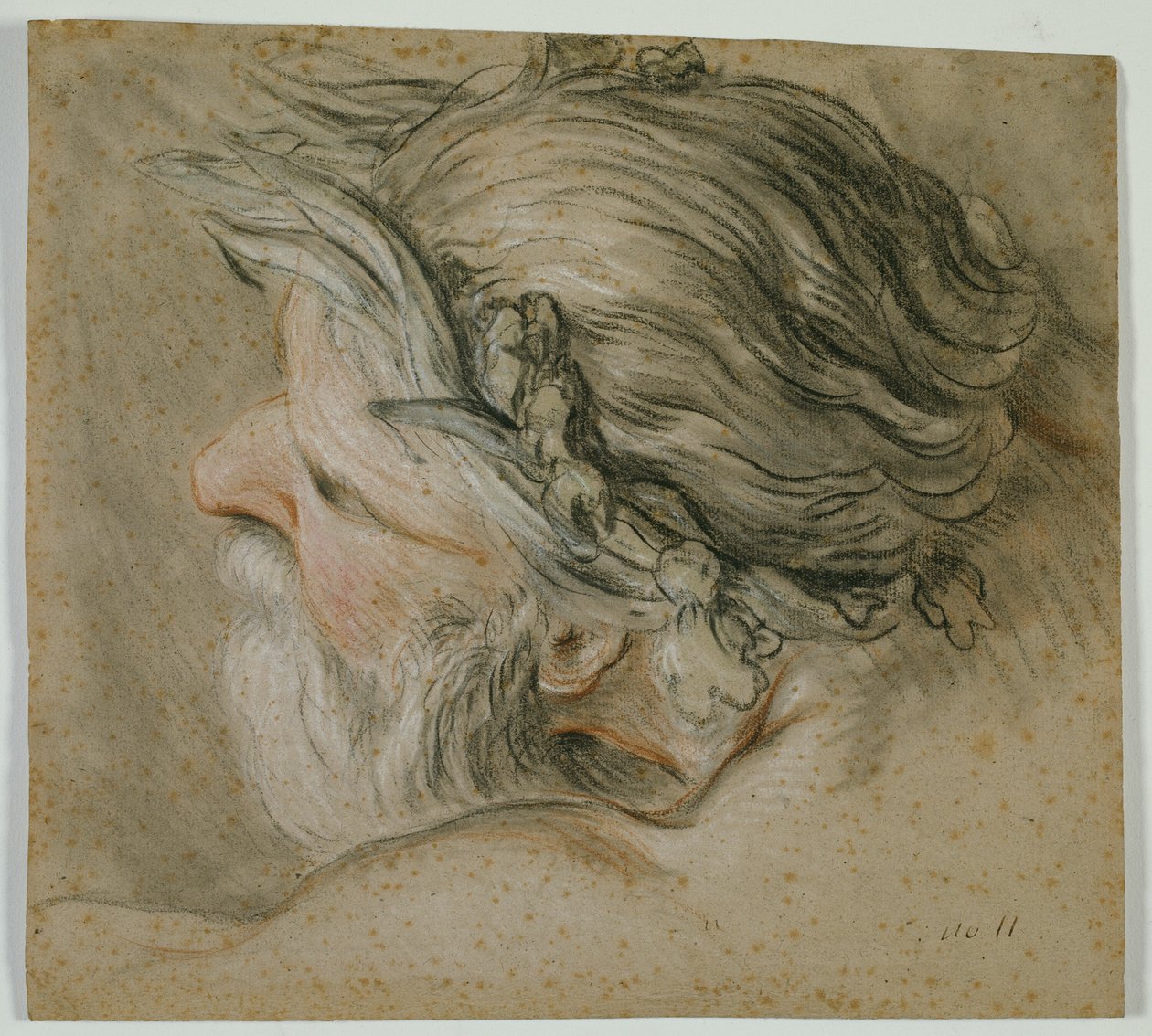 Hoofd van een zeegod door Charles Joseph Natoire