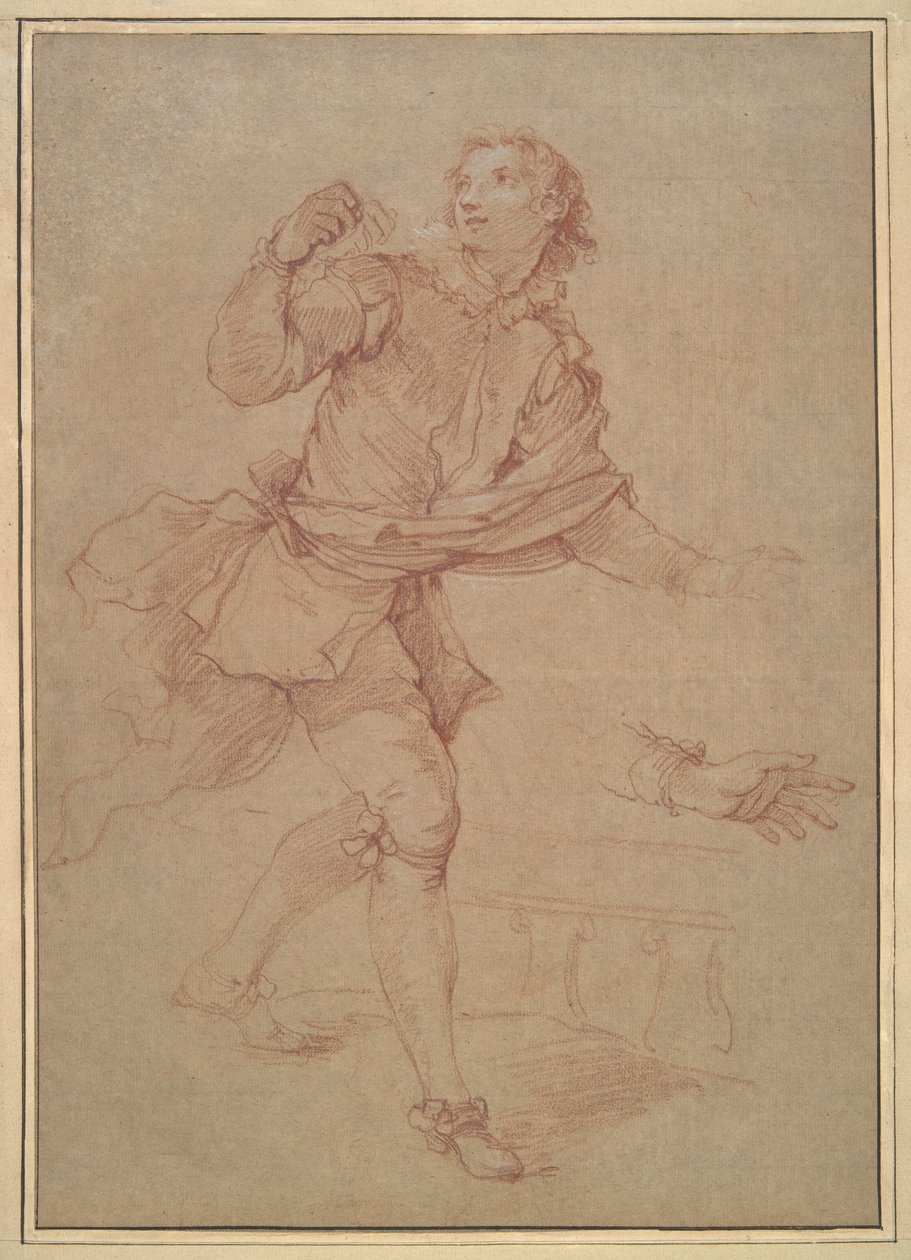 Studie van een Jonge Man, studie voor het wandtapijt, Sancho door Charles Joseph Natoire