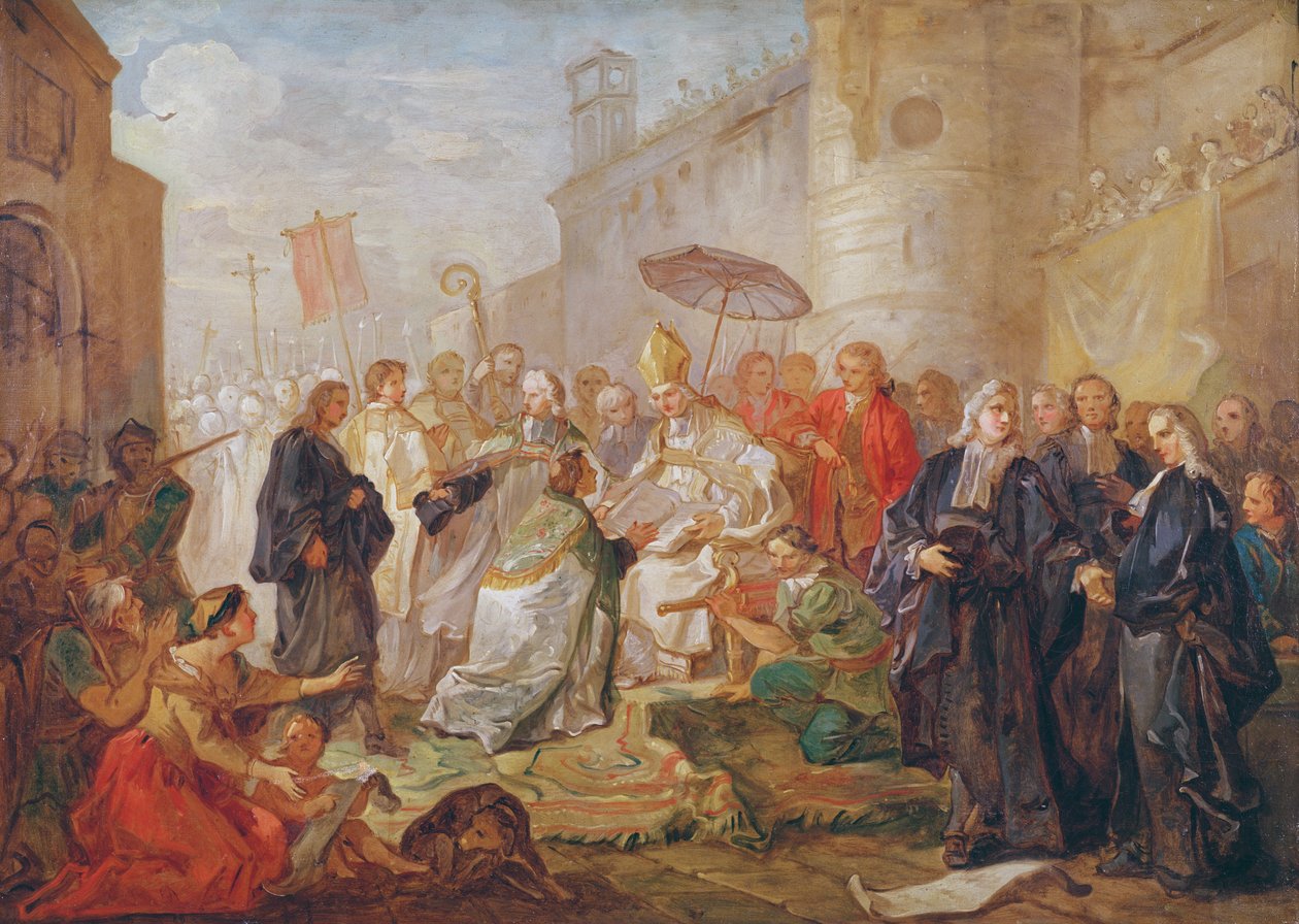 De plechtige intocht van Monseigneur Nicolas-Joseph de Paris als bisschop van Orléans in 734, 1745 door Charles Joseph Natoire