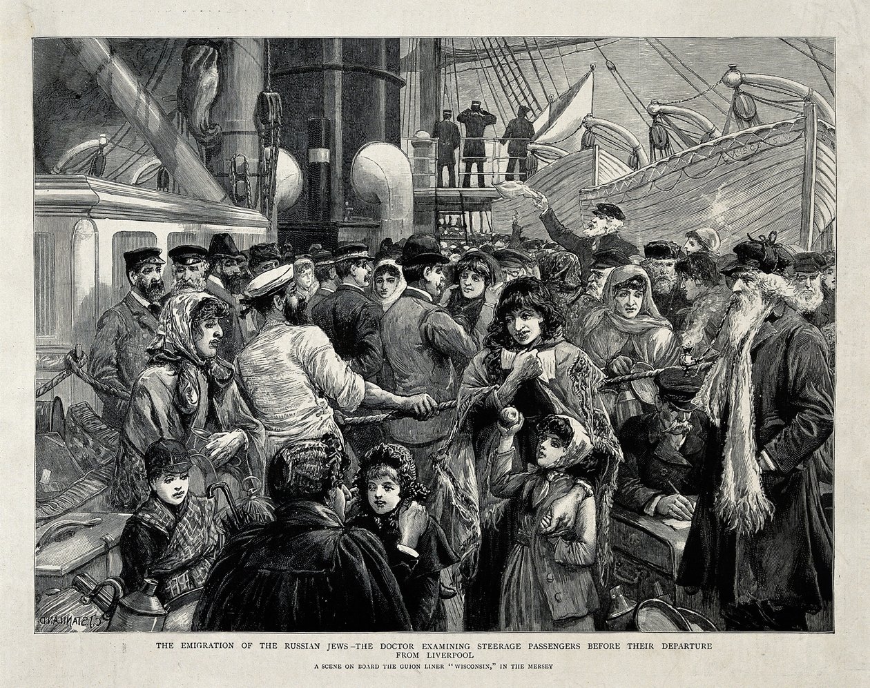 De Russische Joden onderzocht door een arts voor de emigratie uit Liverpool door Charles Joseph Staniland