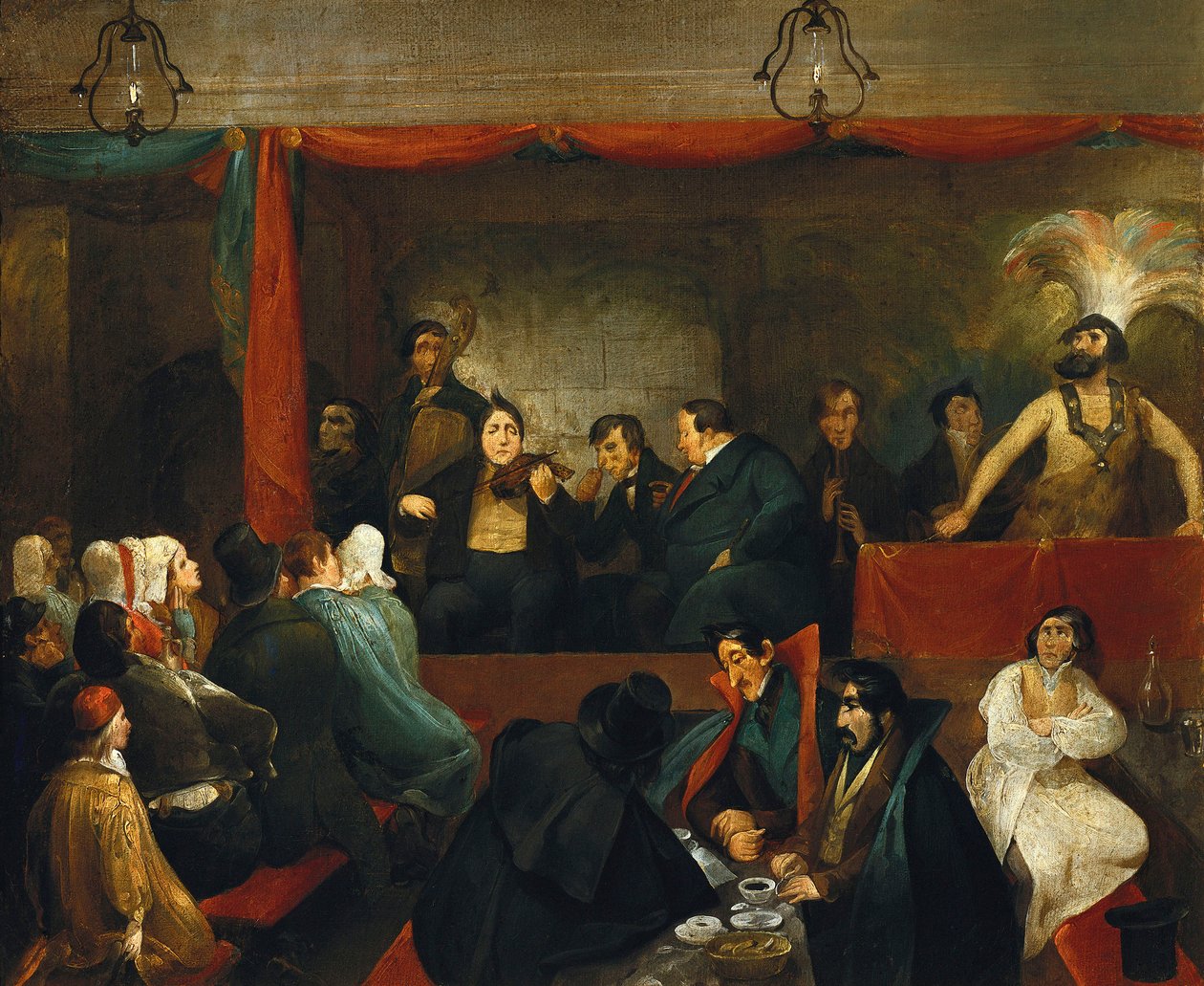 Le Cafe des Aveugles au Palais Royal door Charles Joseph Travies de Villiers