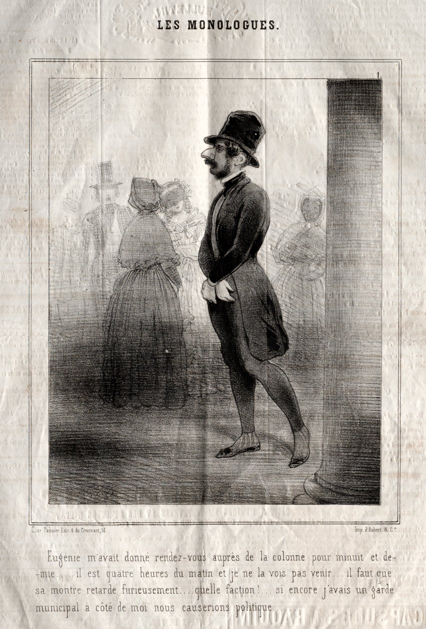 Les Monologues: Eugénie had me om half een bij de kolom ontmoet... door Charles Joseph Traviès de Villers