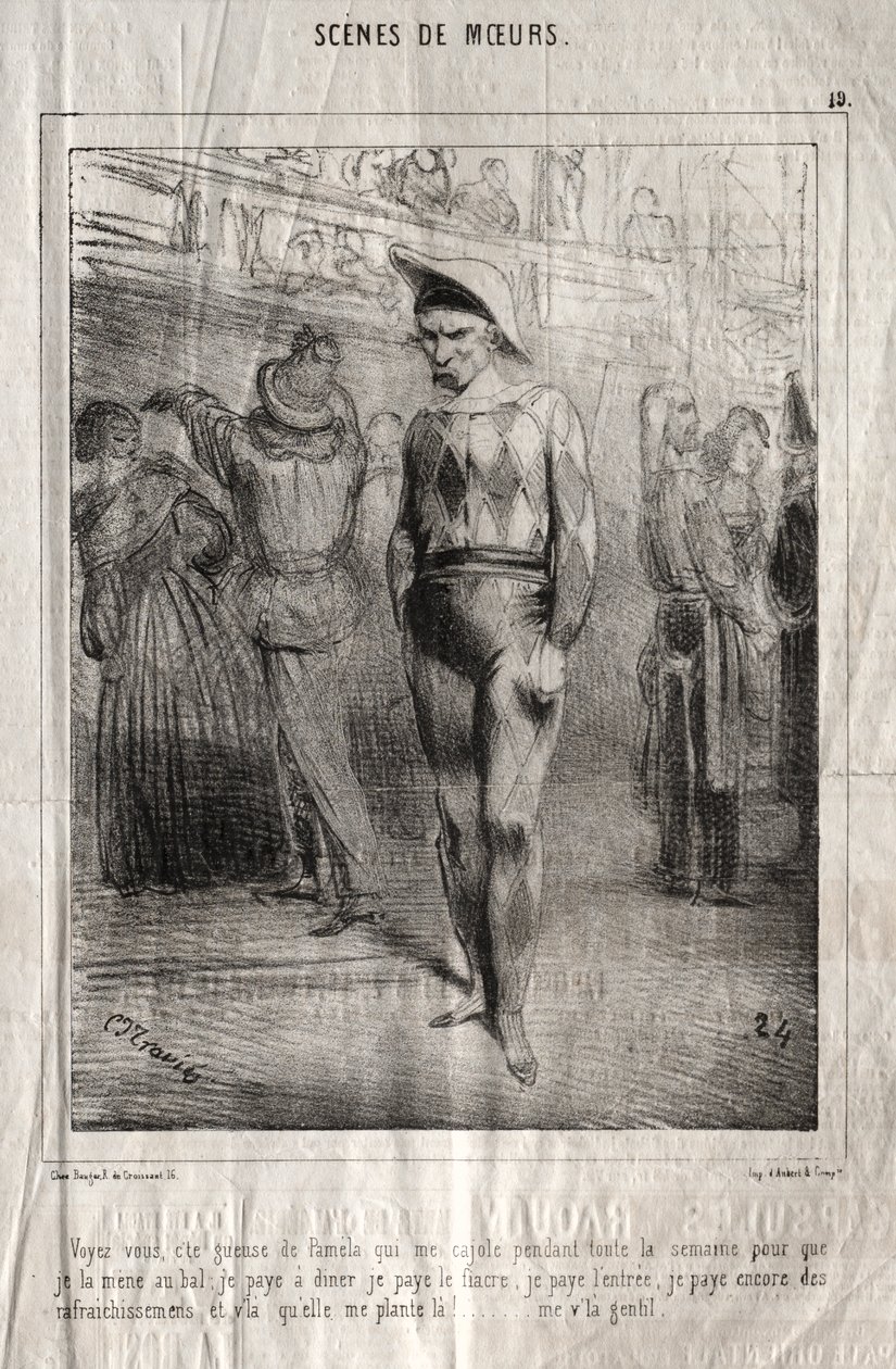 Scènes de moeurs: Zie je, die Pamela vleit me de hele week om me naar het bal te laten gaan... door Charles Joseph Traviès de Villers