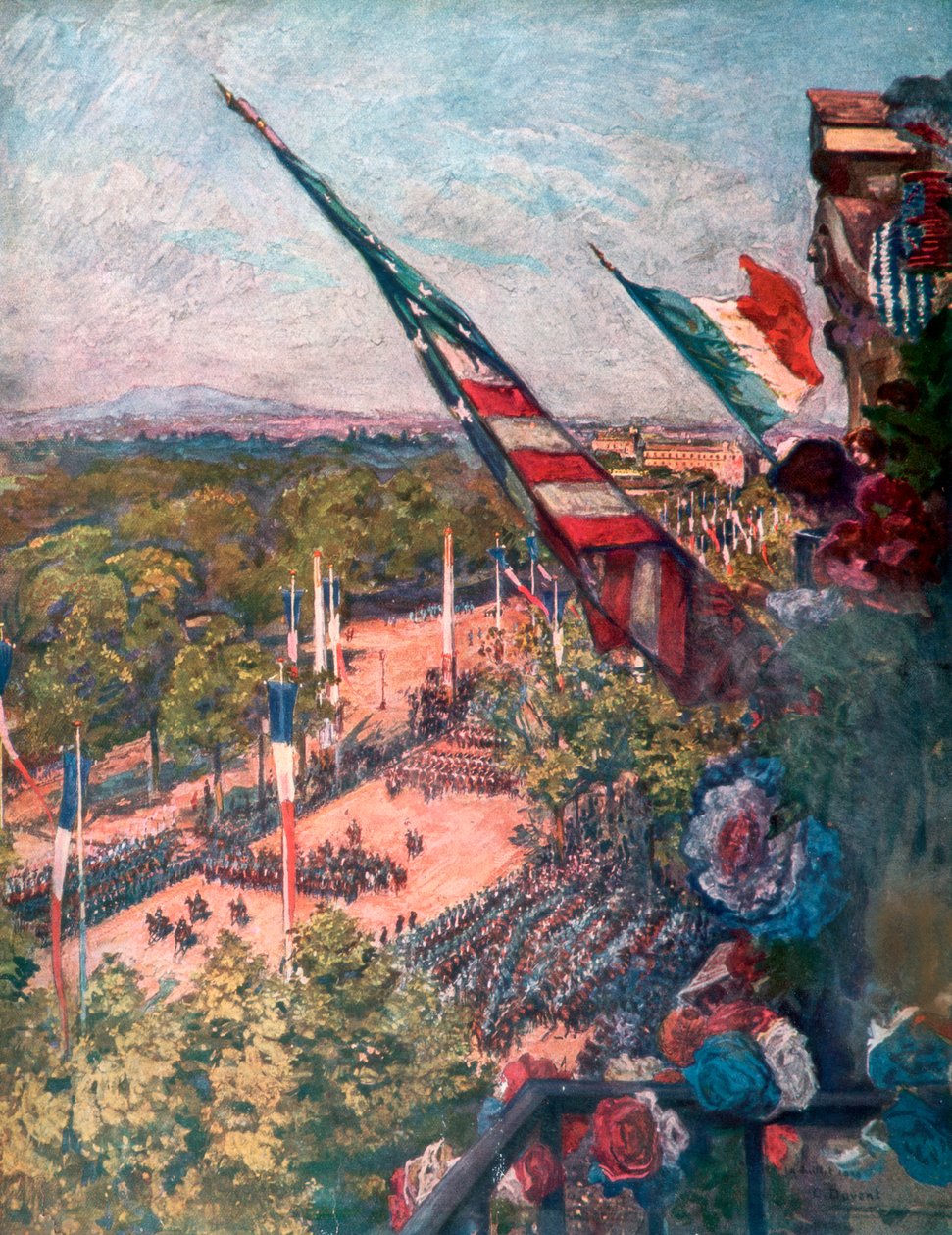 Grote overwinningsparade, Avenue de la Grande Armée, Parijs, Frankrijk, 14 juli 1919 door Charles Jules Duvent