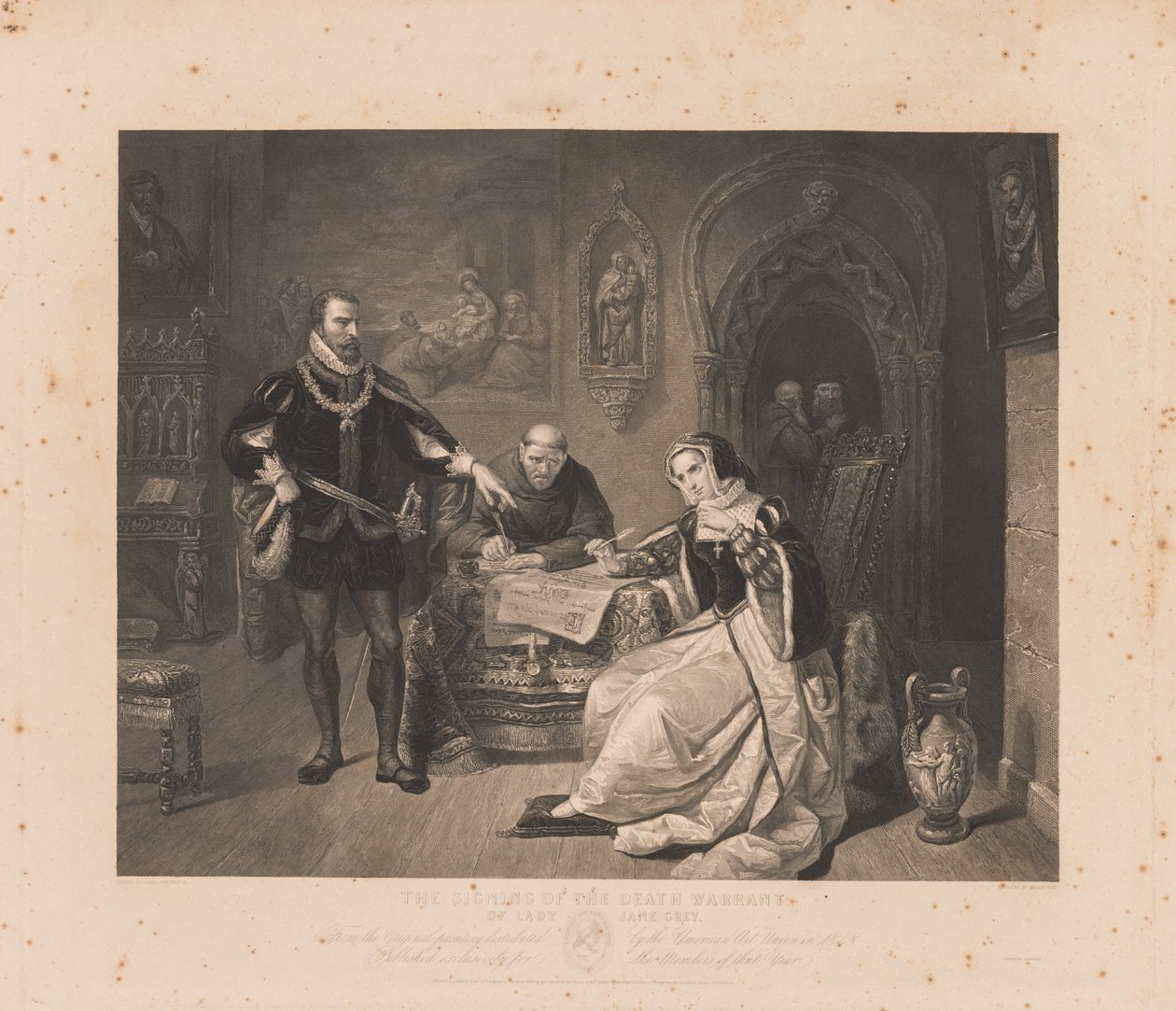 Ondertekening van het Doodsbevel van Lady Jane Grey door Charles Kennedy Burt