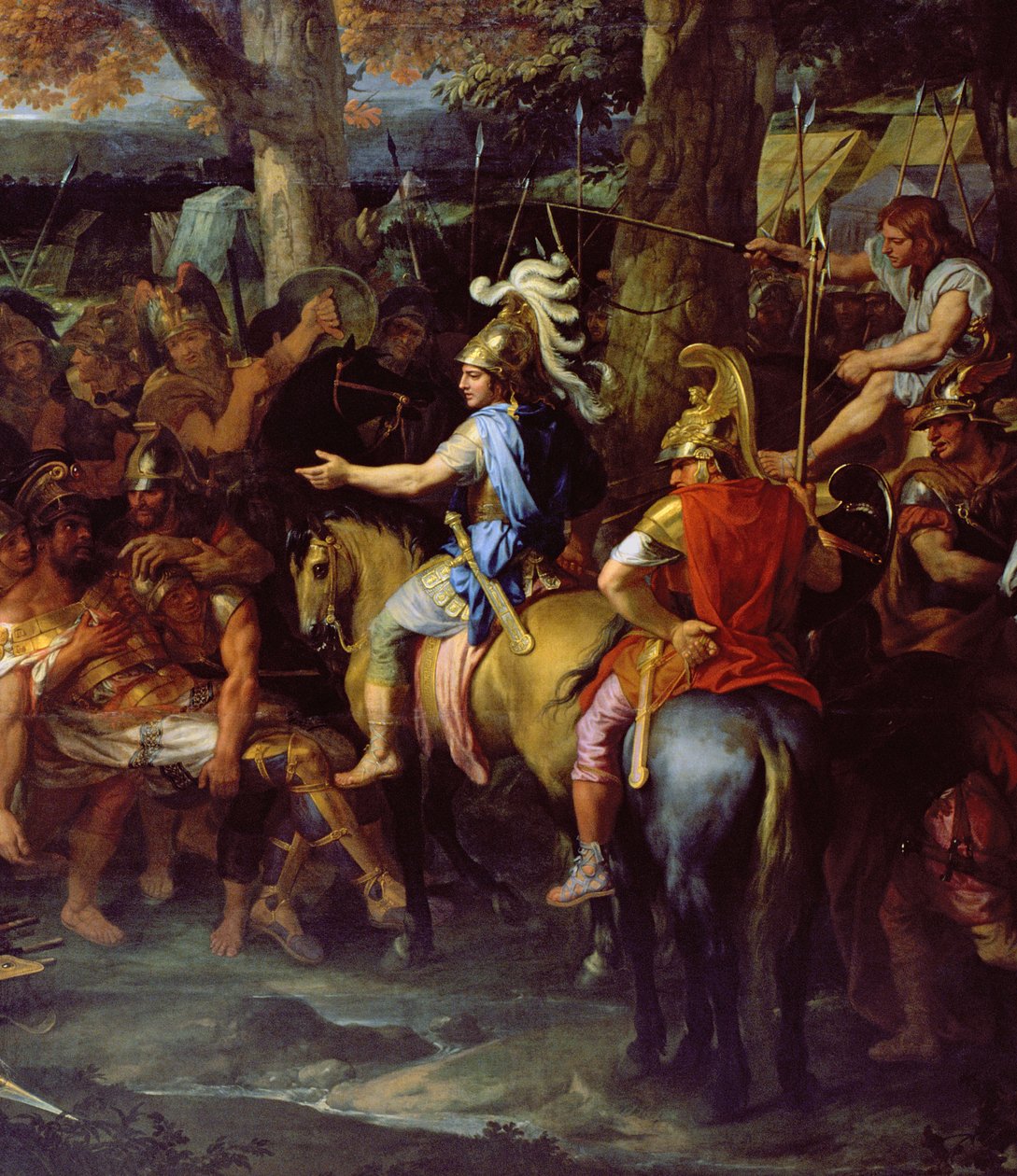 Alexander en Porus bij de Slag om de Hydaspes (detail) door Charles Le Brun