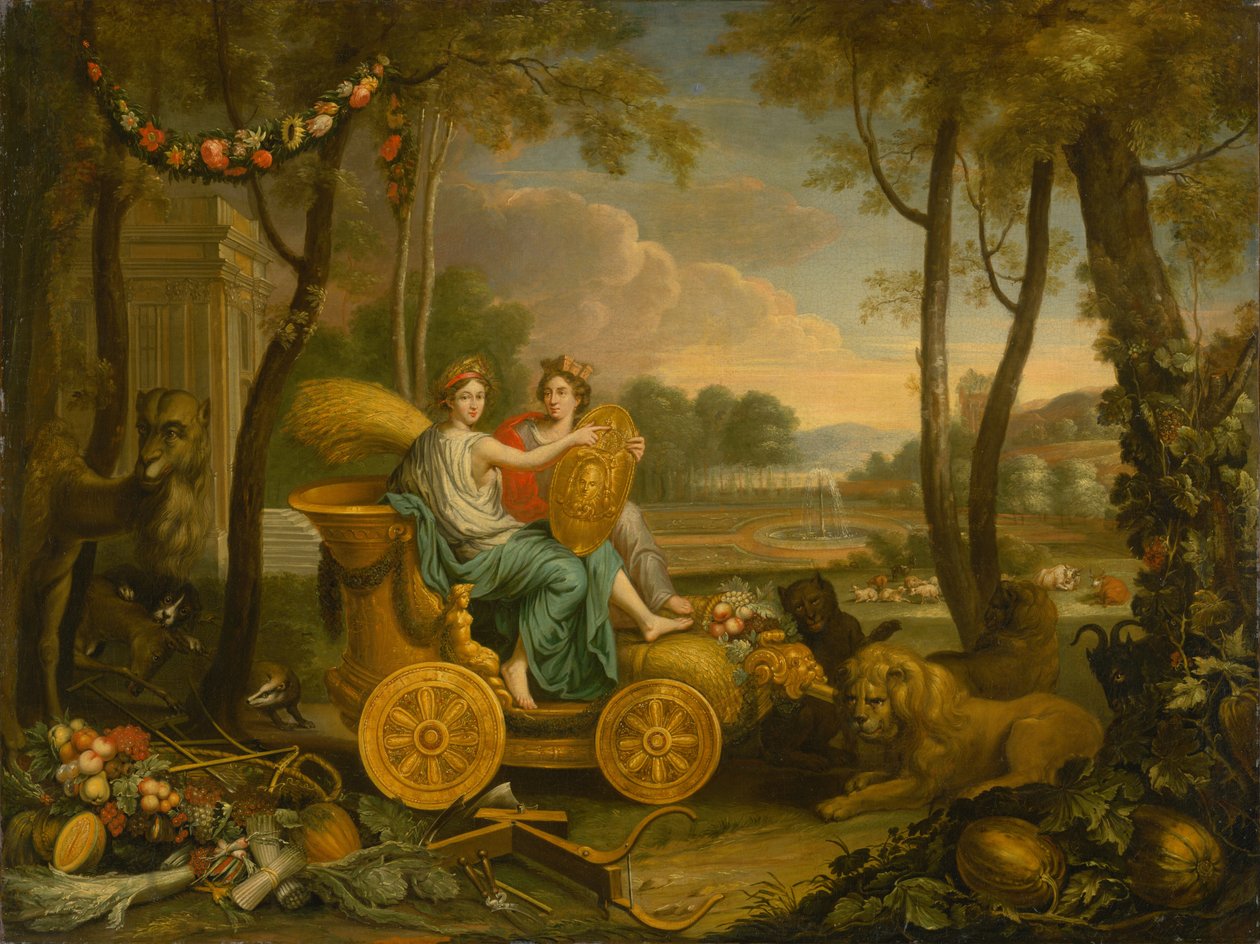 Allegorie van de Vier Elementen: De Aarde. Ontwerp voor een wandtapijt voor Koning Lodewijk XIV, ca. 1680 door Charles Le Brun