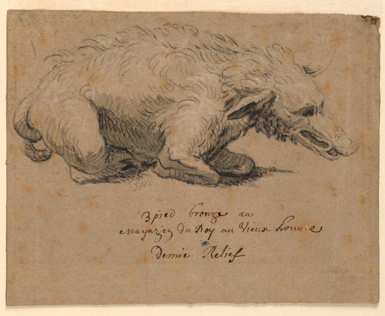 Tekening, Fonteinontwerp met zwijn, ca. 1670 door Charles Le Brun