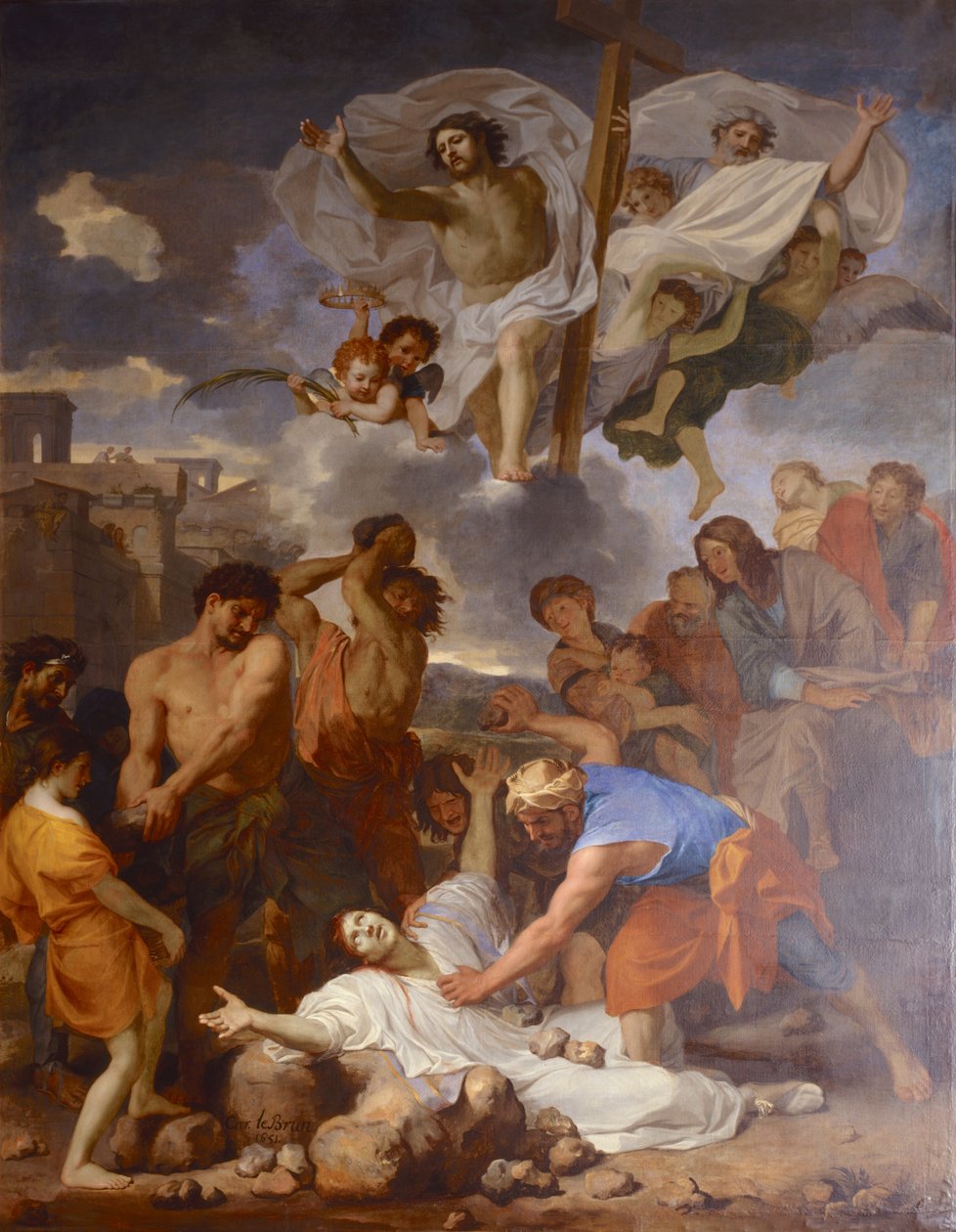 Frans: Le Martyre de saint Étienne La Lapidation de saint Étienne door Charles Le Brun door Charles Le Brun