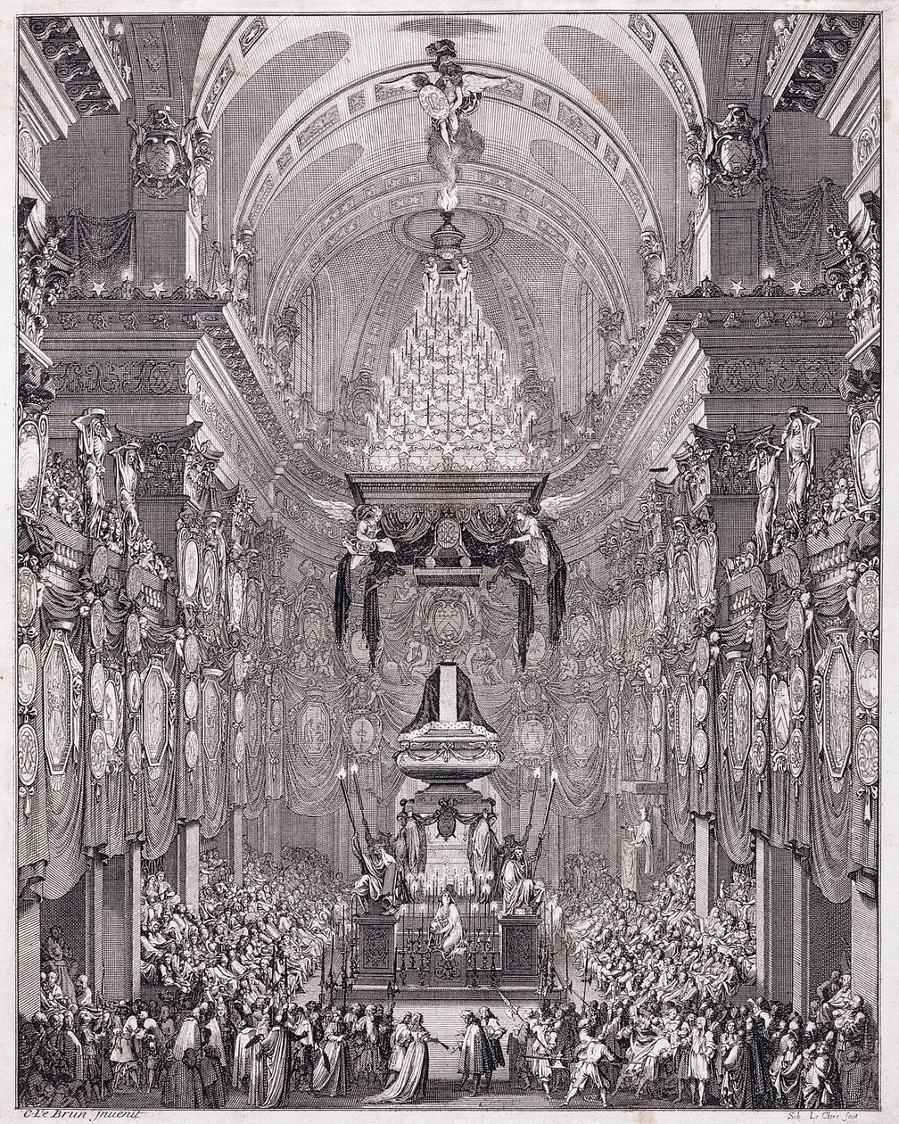 Mausoleum van het Oratoire du Louvre, Rue Saint-Honoré, ter nagedachtenis aan de Franse staatsman Pierre Séguier, mei 1672, ca. 1770-1780 (gravure) door Charles Le Brun
