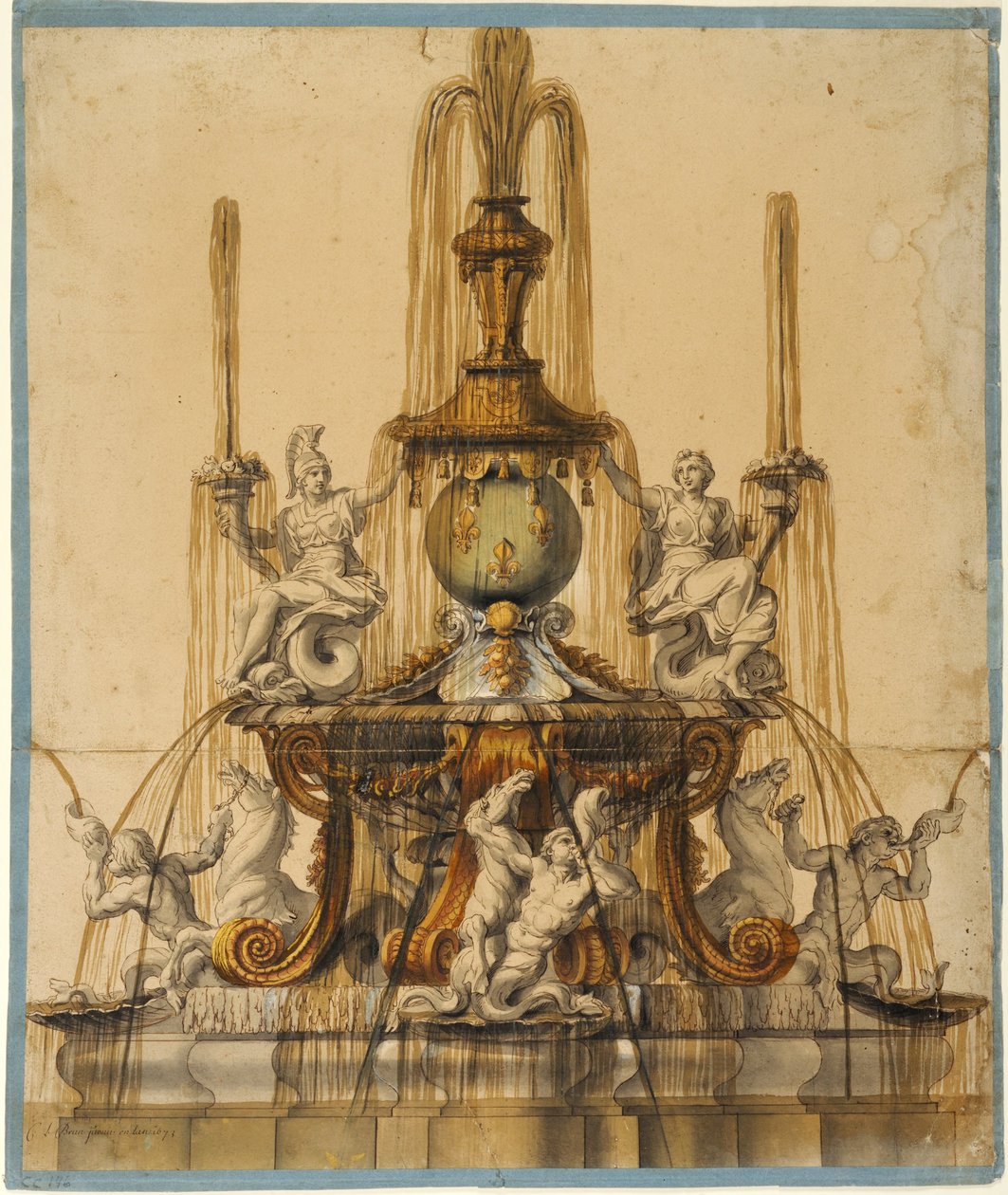 Vorschlag für einen Brunnen in Versailles door Charles Le Brun