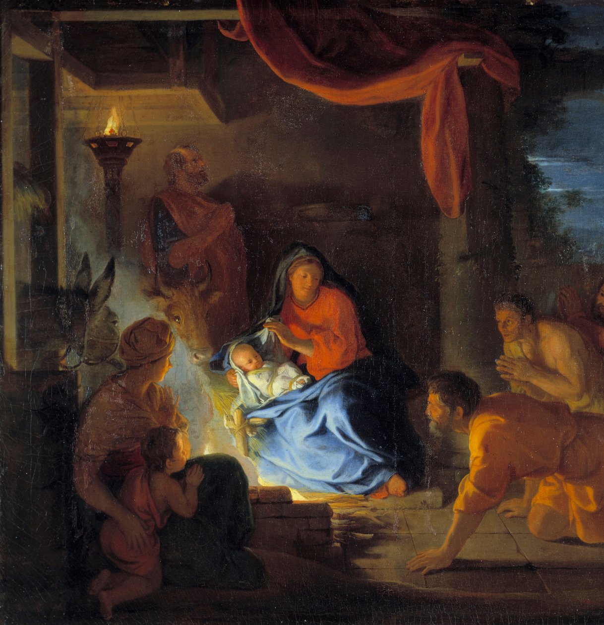 De Aanbidding van de Herders (detail) door Charles Le Brun