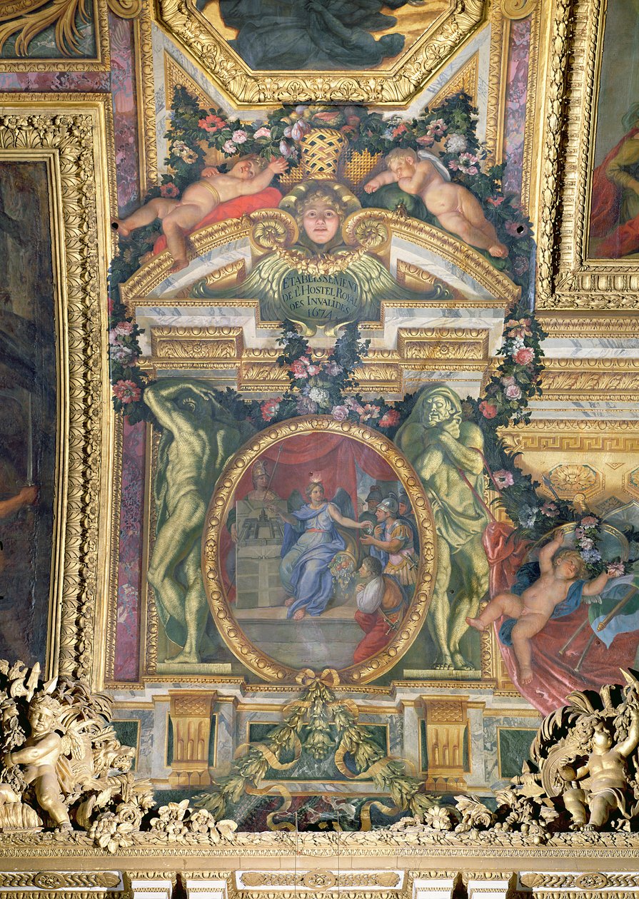 De Stichting van het Hotel Royal des Invalides in 1674, Plafondschildering uit de Galerie des Glaces door Charles Le Brun