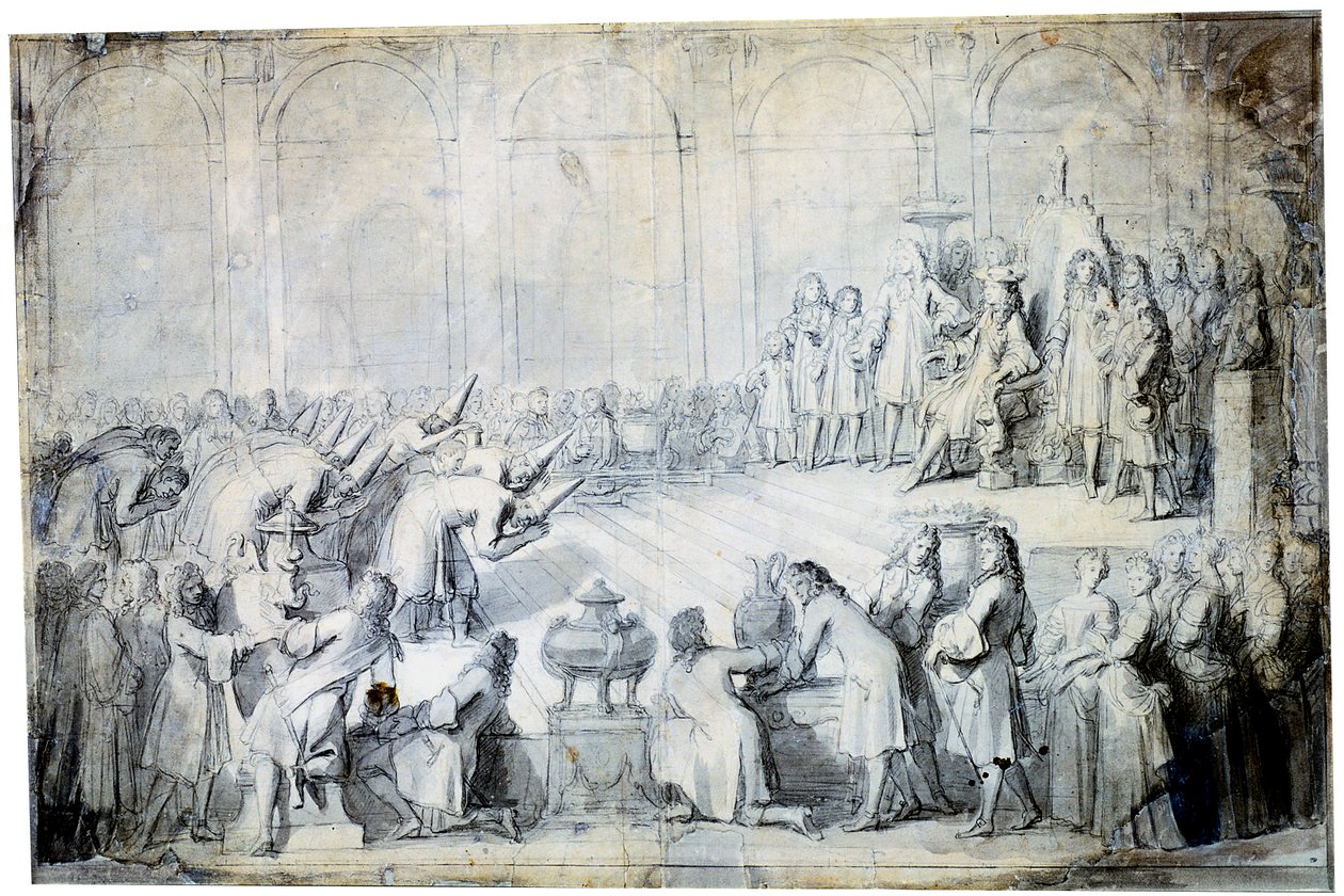 De Siamese ambassadeurs voor de koning, 1686 door Charles Le Brun