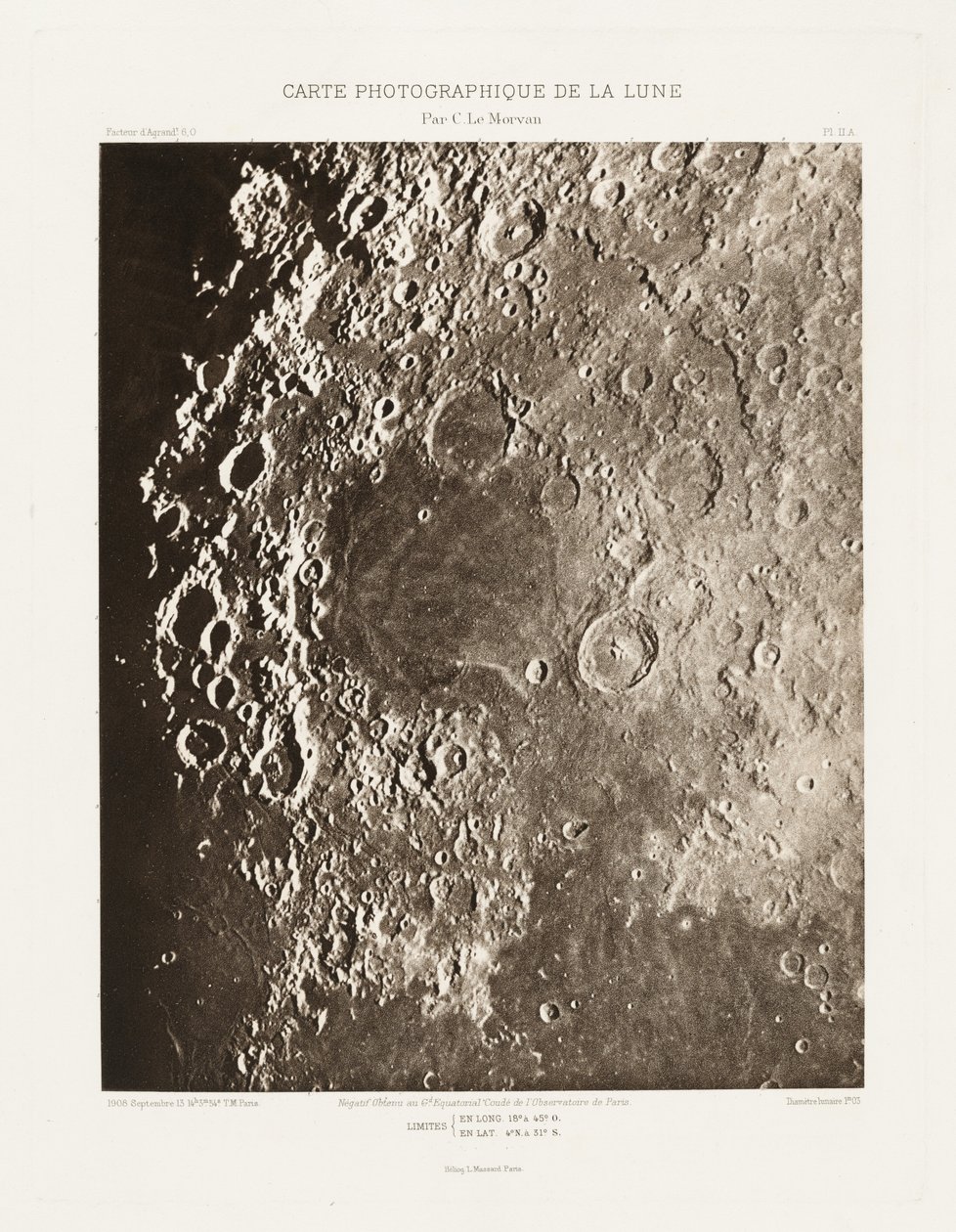Carte photographique de la lune, planche II.A (Fotografische kaart van de maan, plaat II.A),13 september door Charles le Morvan