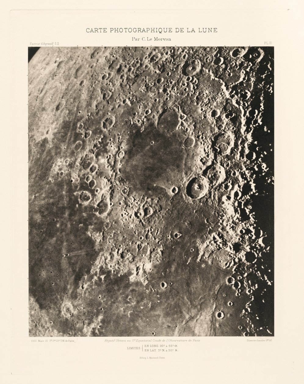 Carte photographique de la lune, planche II (Fotografische Kaart van de Maan, plaat II),15 maart door Charles le Morvan