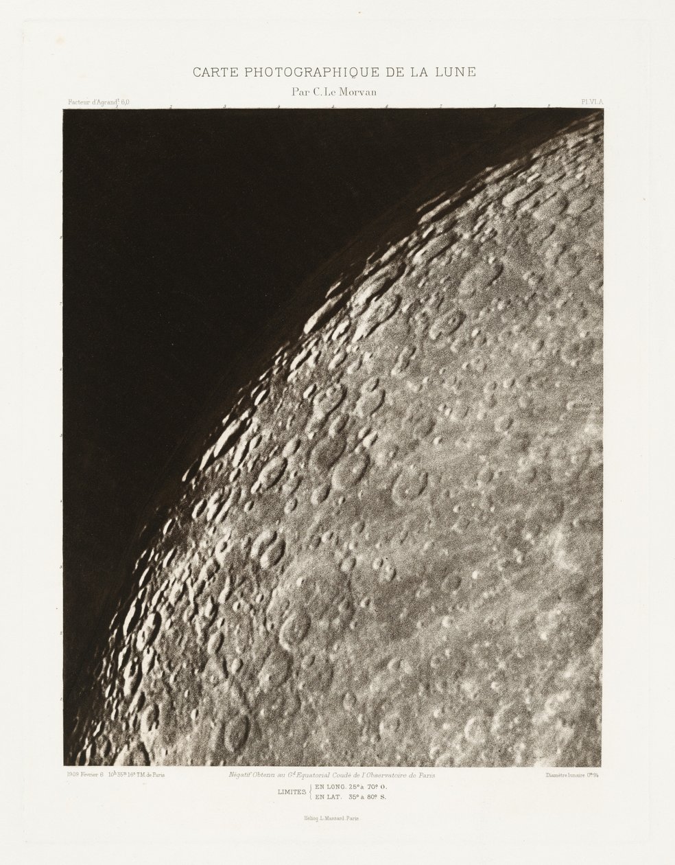Carte photographique de la lune, planche VI.A (Fotografische Kaart van de Maan, plaat VI.A),6 februari door Charles le Morvan